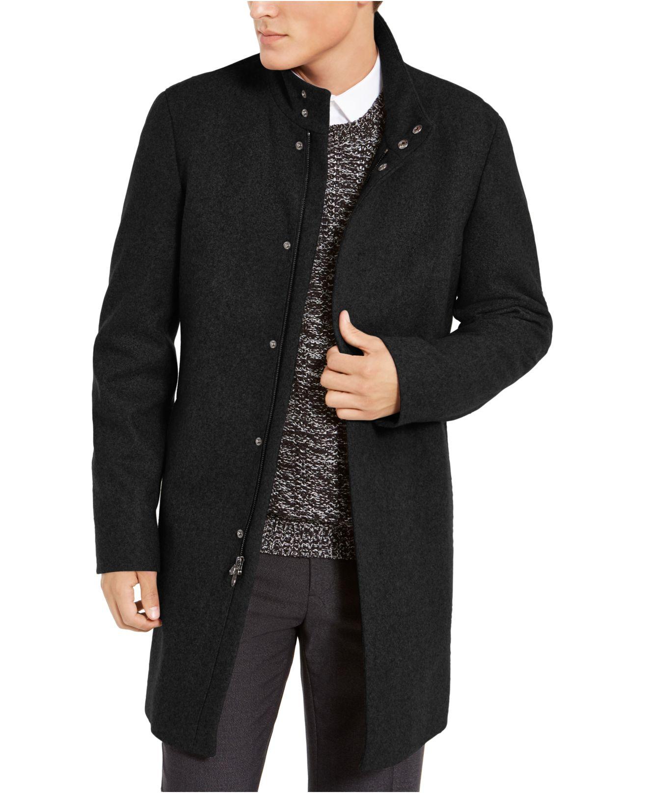 Calvin Klein Wool Mayden Slimfit Overcoat in Black for Men Lyst