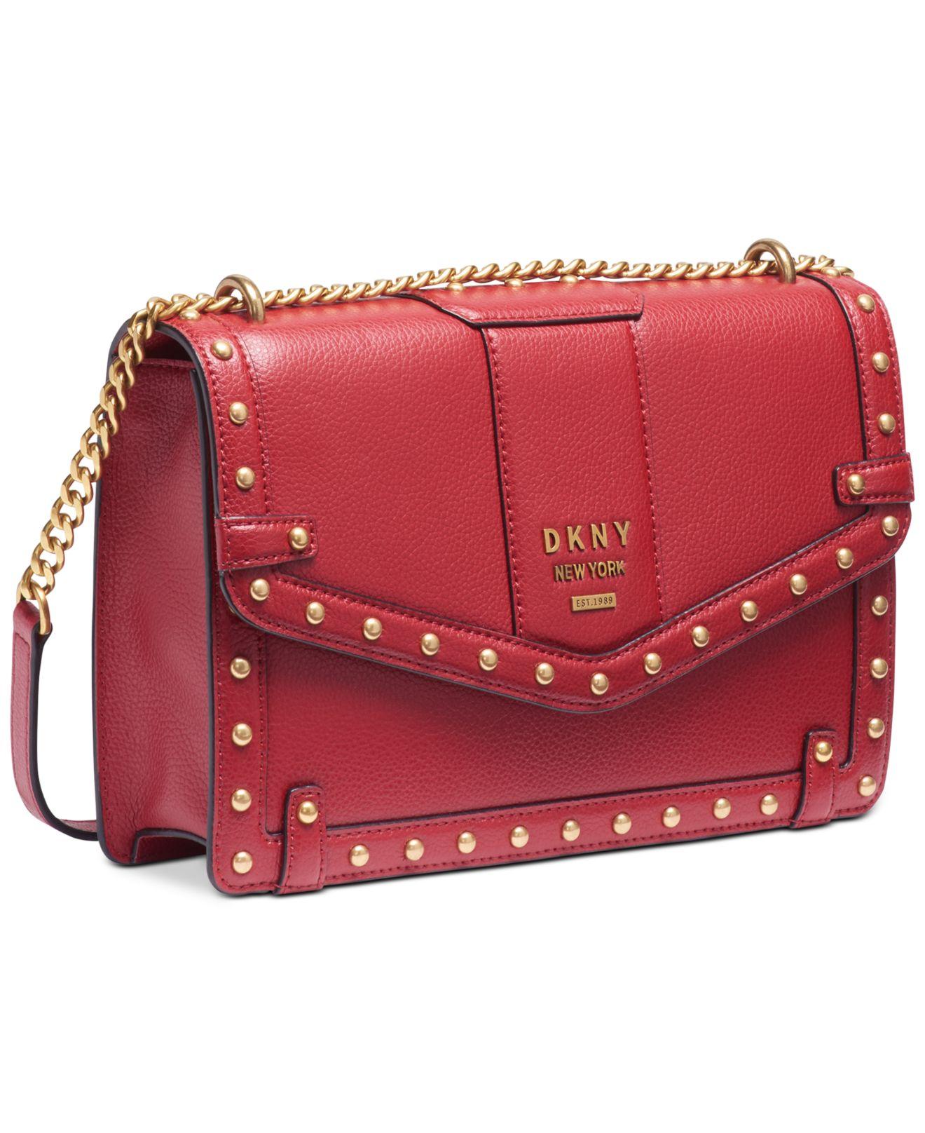 DKNY Leather Whitney Studded Shoulder Bag, Created For Macy's in Bright Red/Gold (Red) Lyst