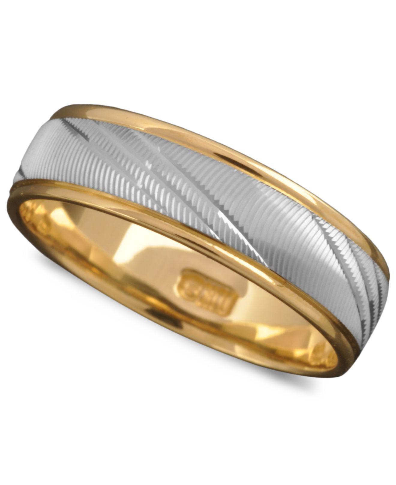 Macy&#39;s Men&#39;s 14k Gold And 14k White Gold Ring, Flash Band (size 6-13) in Metallic for Men - Lyst