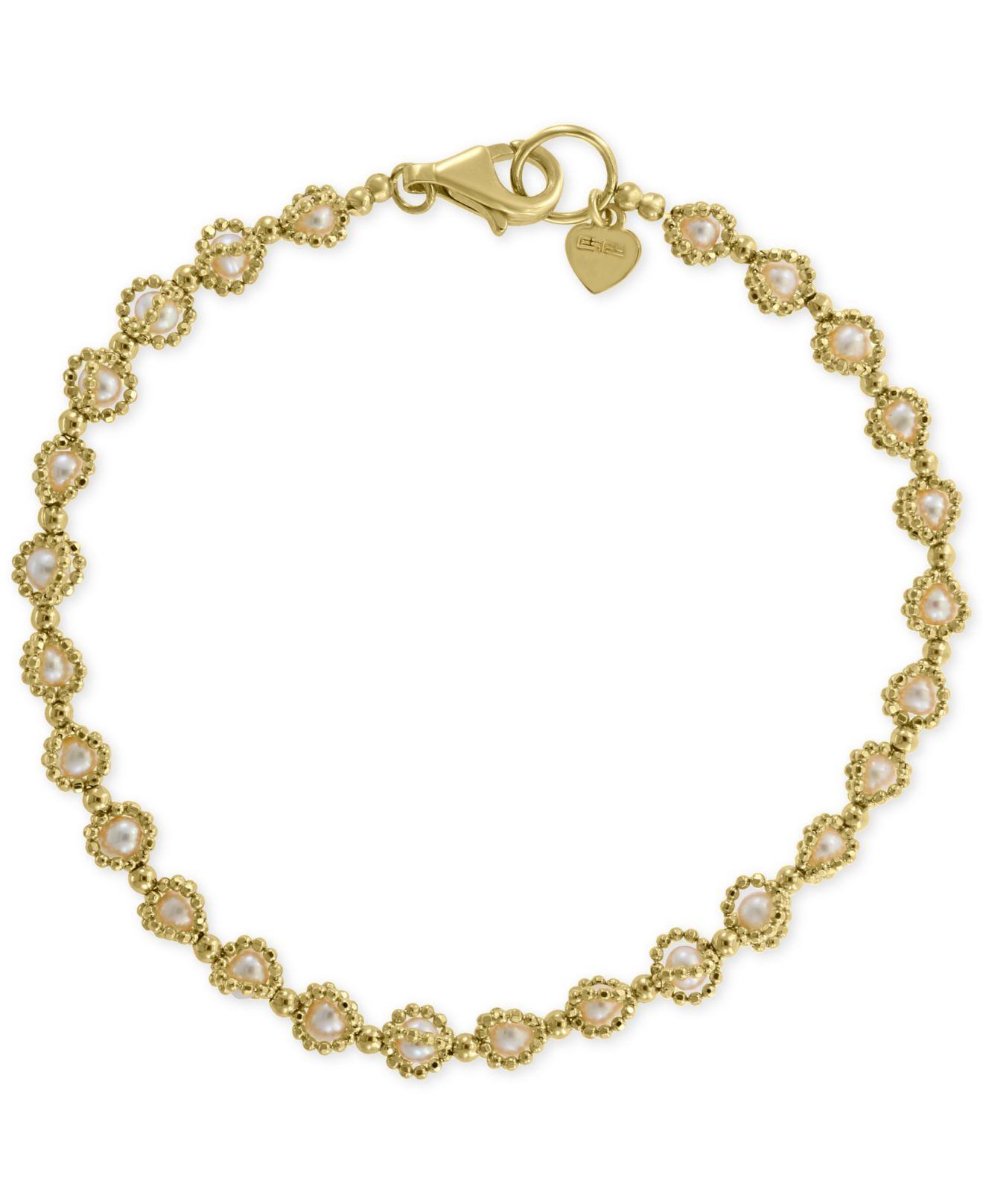 Effy Effy® Cultured Freshwater Pearl (3mm) Link Bracelet In 18k Gold
