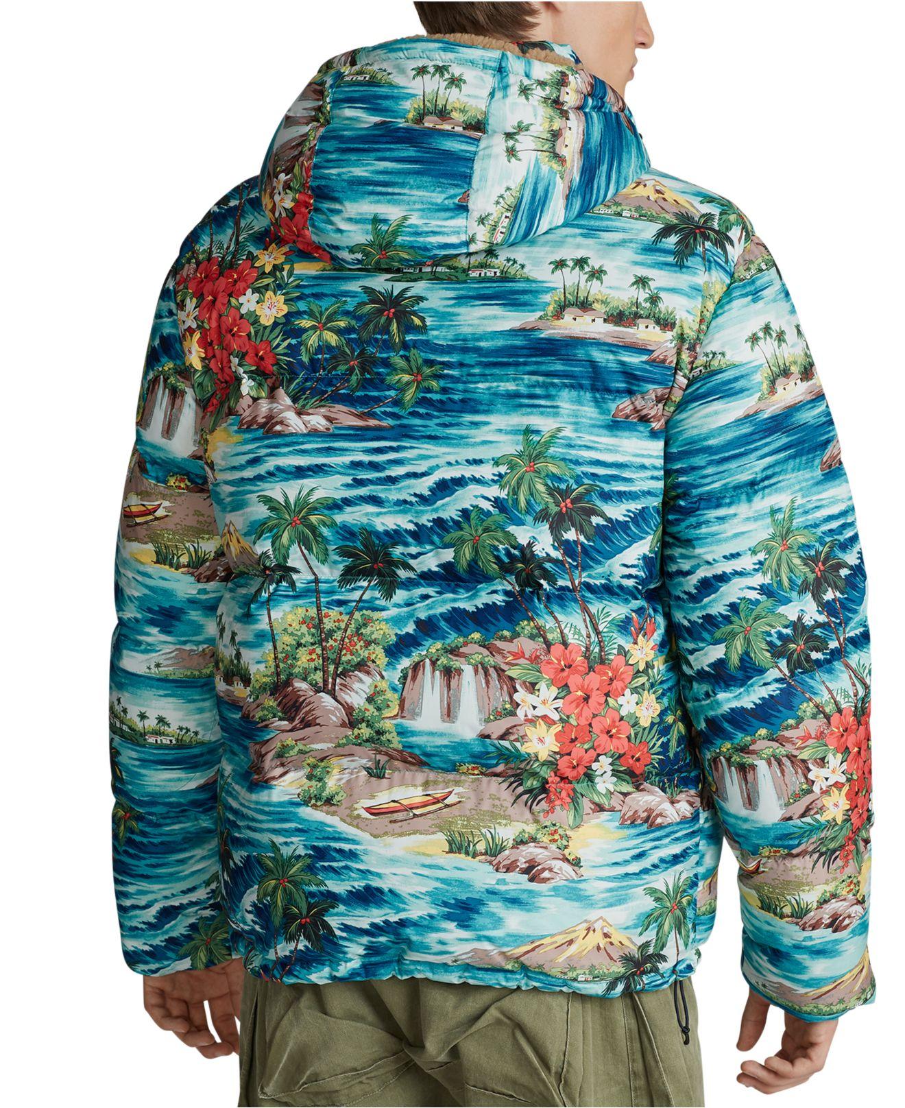 Polo Ralph Lauren Hawaiian-print Down Jacket in Blue for Men | Lyst