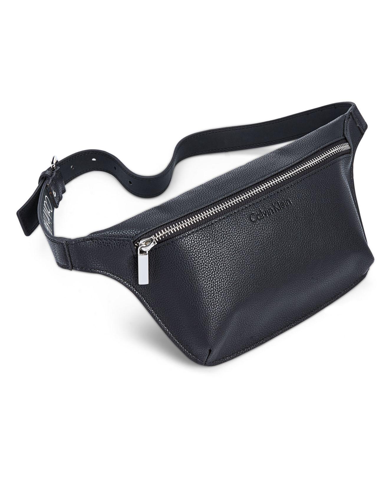 calvin klein pebble leather fanny pack