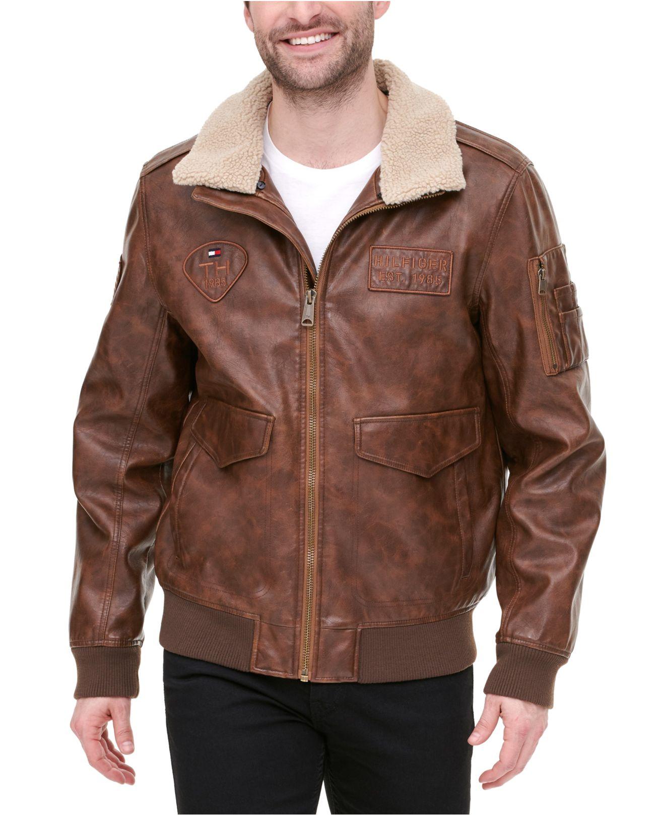 Tommy Hilfiger Top Gun Faux Leather Aviator Bomber Jacket, Created For ...