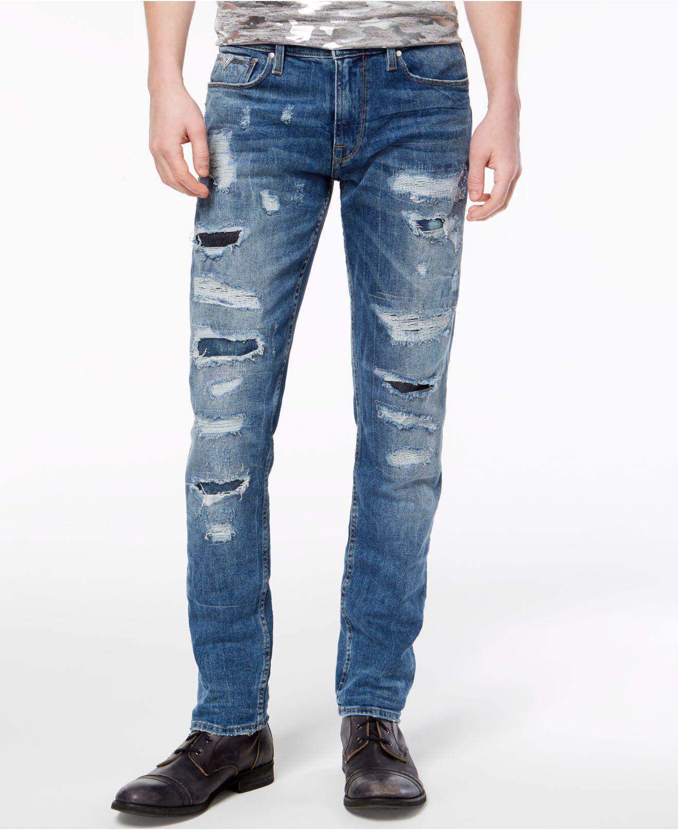 Guess Denim Slim Tapered Fit Stretch Jeans in Blue for Men - Lyst