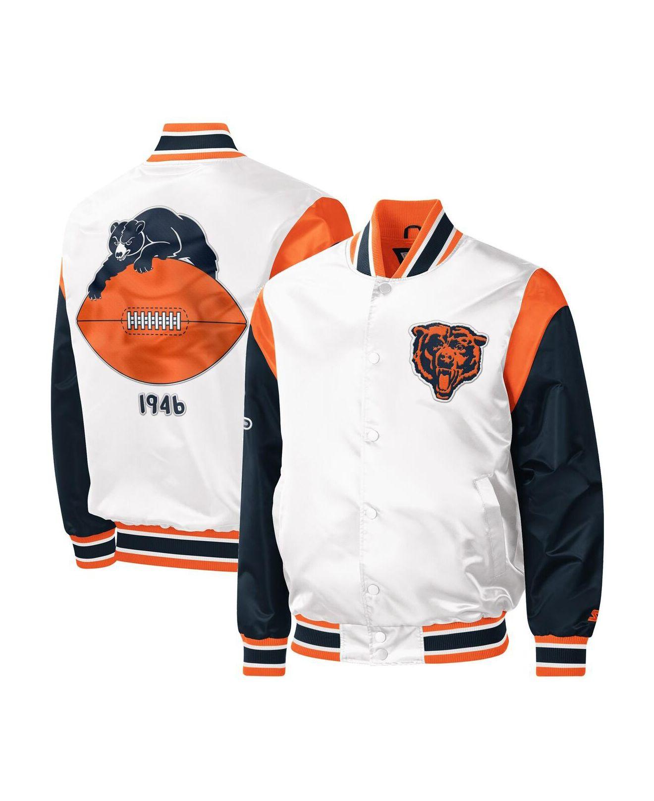 Starter White Chicago Bears Throwback Warm Up Pitch Satin Fullsnap