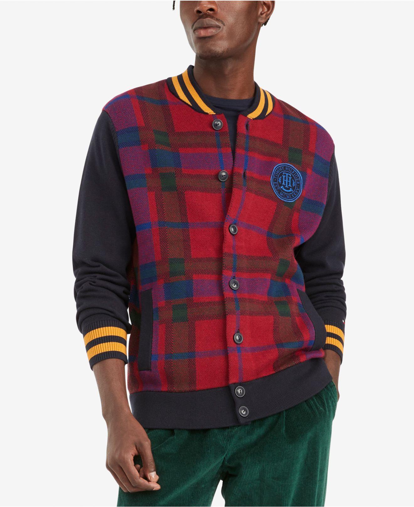 Tommy Hilfiger Bowman Baseball Cardigan Sweater in Red for Men | Lyst