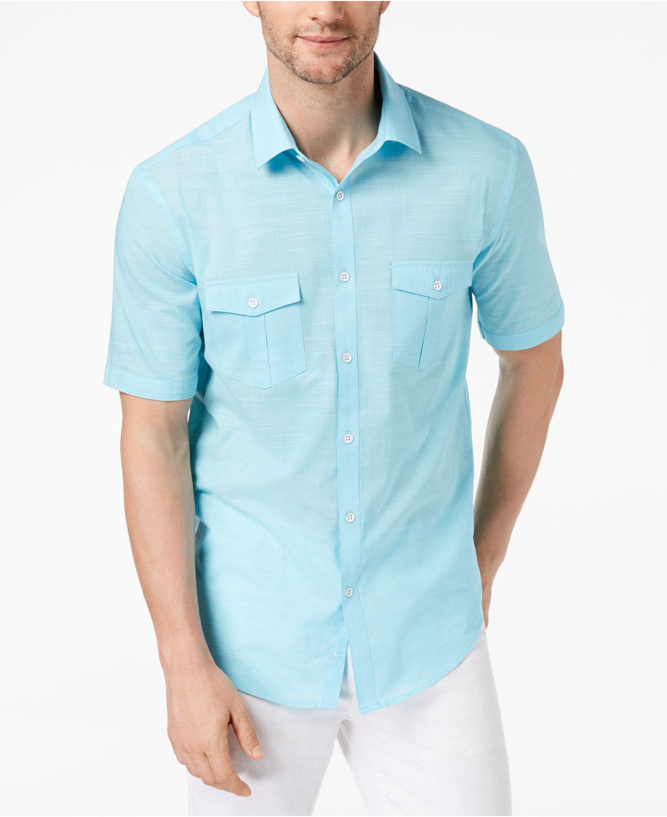 Alfani Cotton Warren Textured Short Sleeve Shirt, Created For Macy's in ...