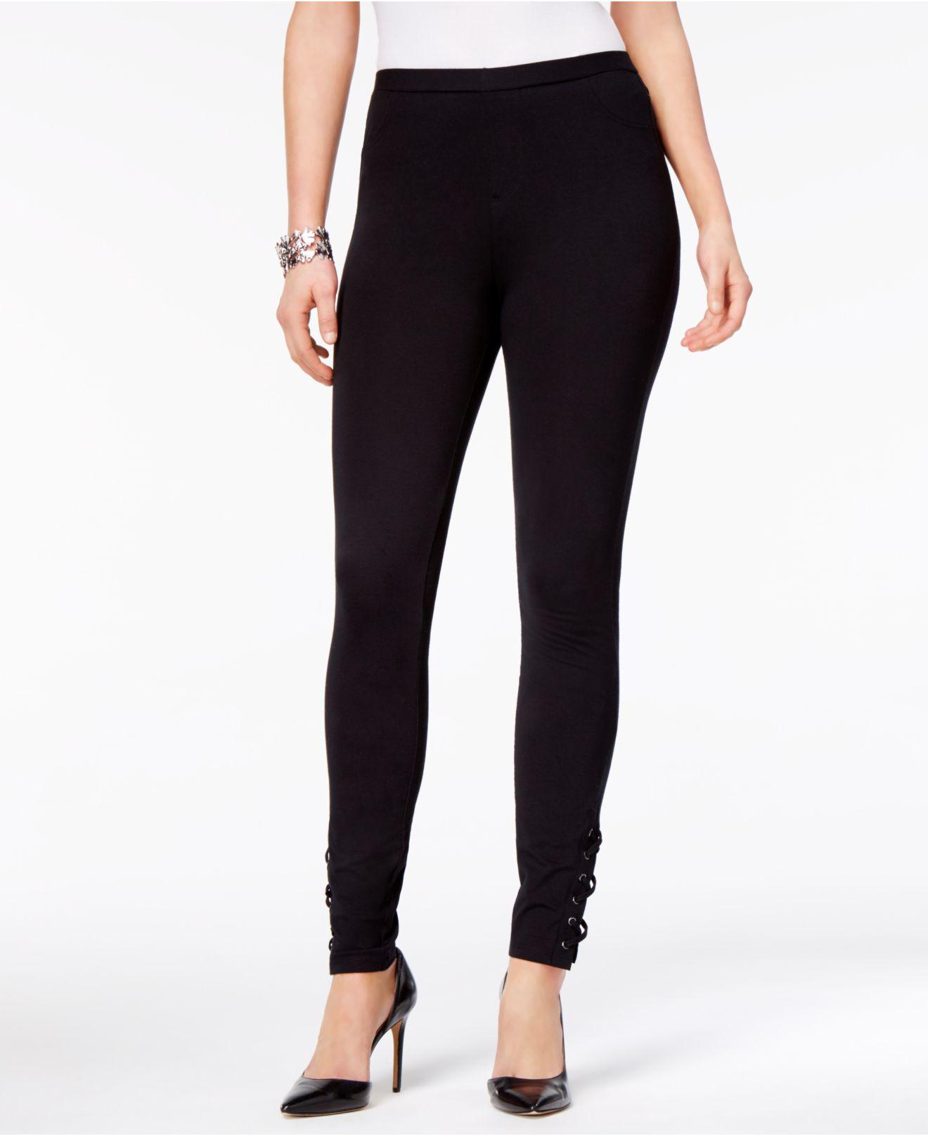 Download Style & Co. Cotton Petite Laced-hem Grommet Leggings in ...