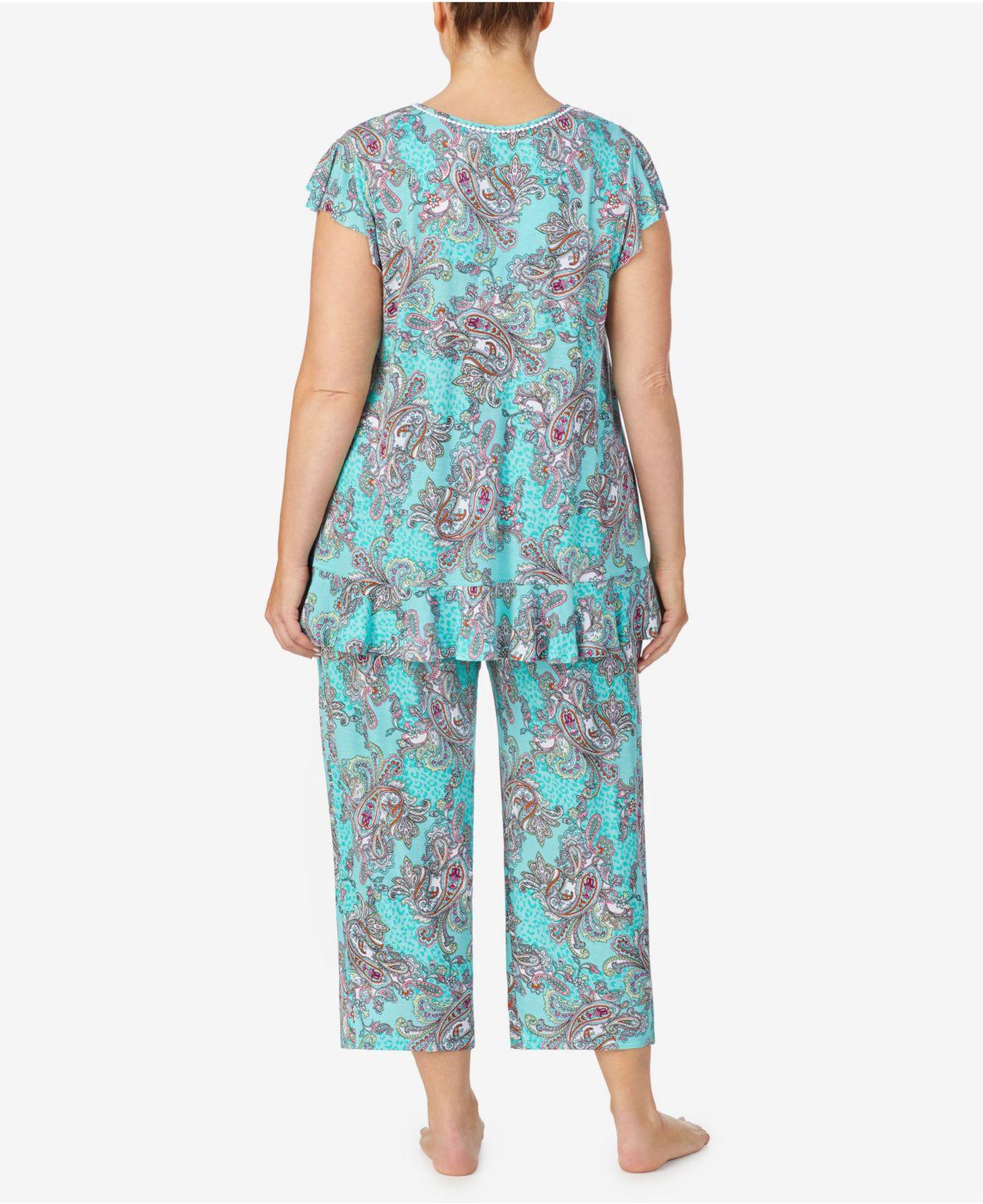 Ellen Tracy Synthetic Plus Size Short Sleeve Pajama Top in Turquoise ...