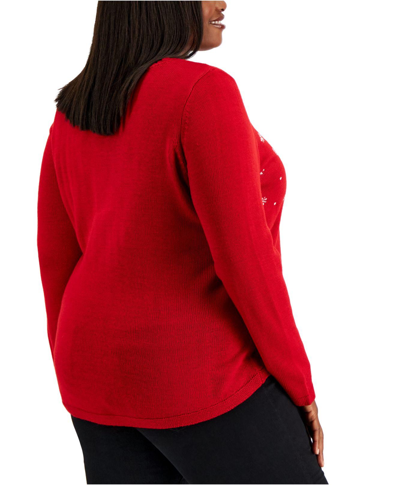 Karen Scott Plus Size Reindeer Embellished Sweater, Created For Macy's in  Red | Lyst