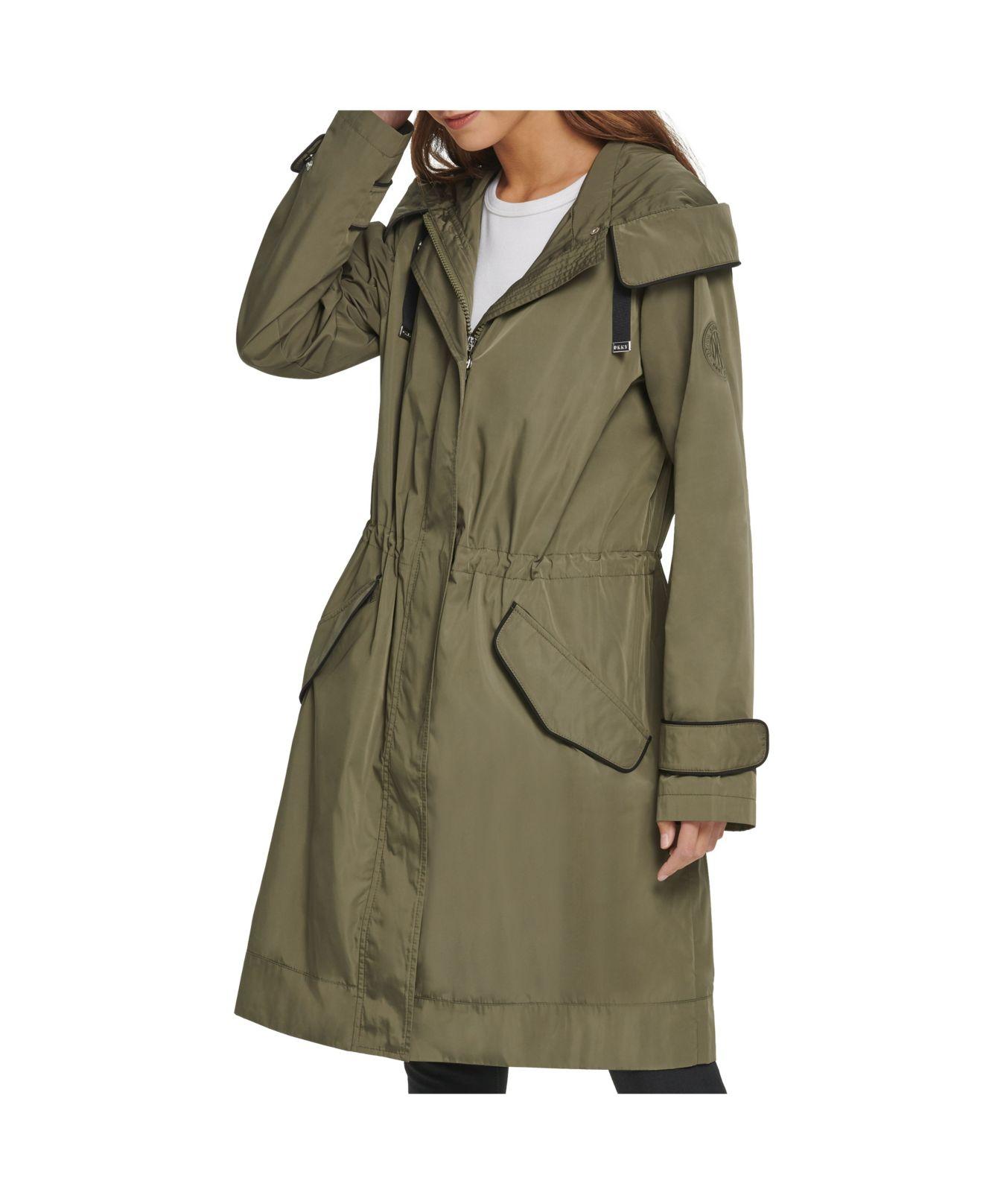 DKNY Synthetic Camolined Anorak Rain Coat in Green Lyst
