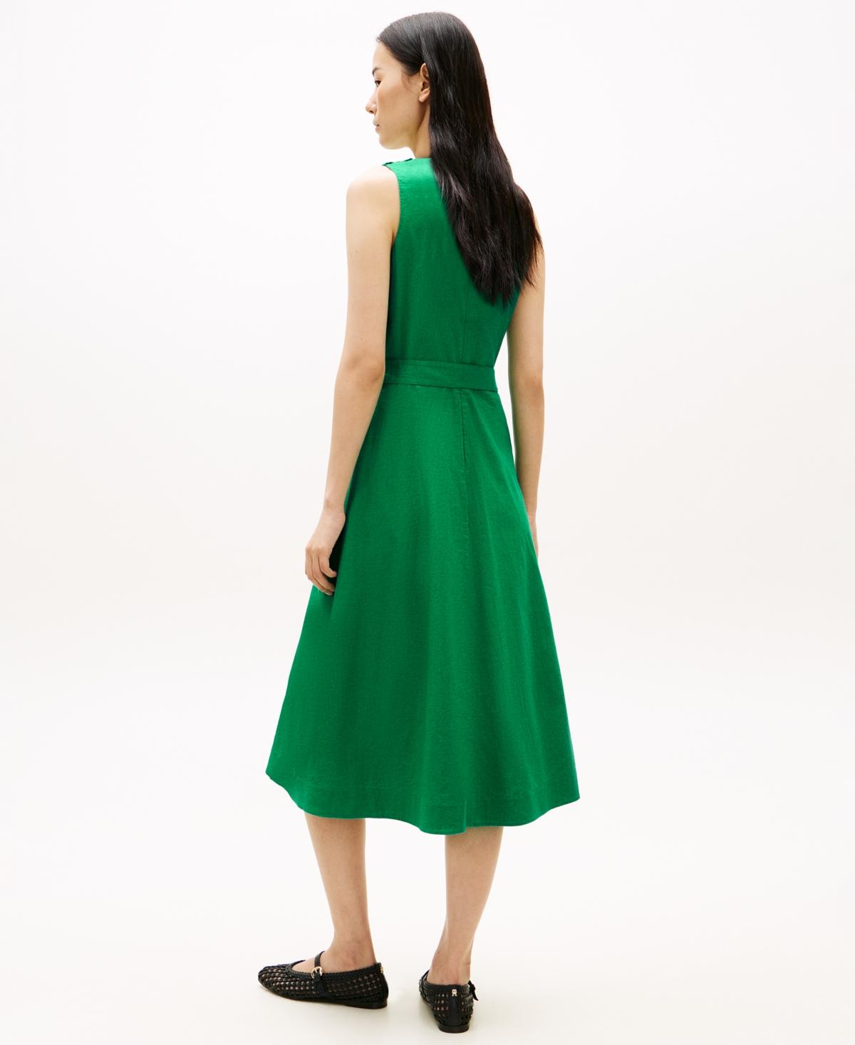 green leaves woman dress tony hilfiger 16 TOMMY HILFIGER Dress Size 6 Green Leaf Floral Print Stretch Knee Length 6