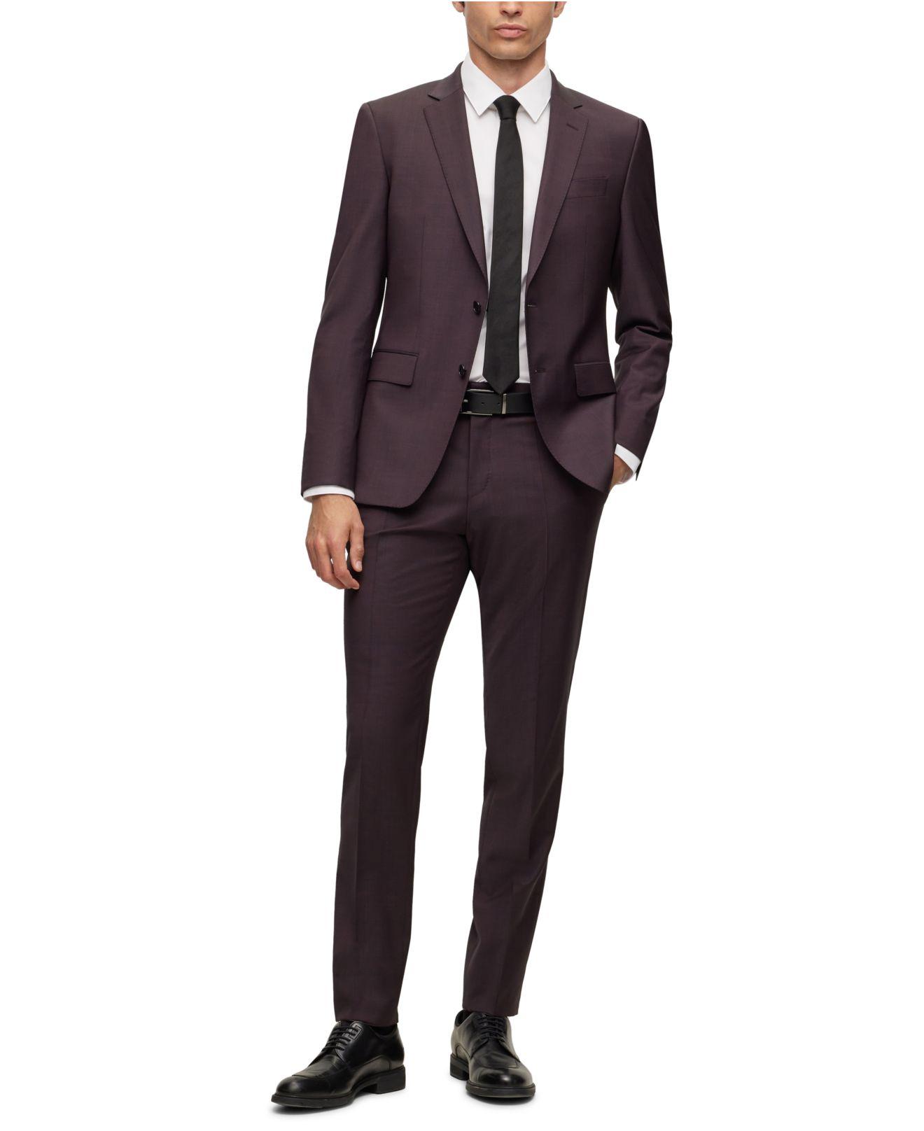 BOSS by HUGO BOSS Micro-pattern Slim-fit Suit in Red for Men | Lyst