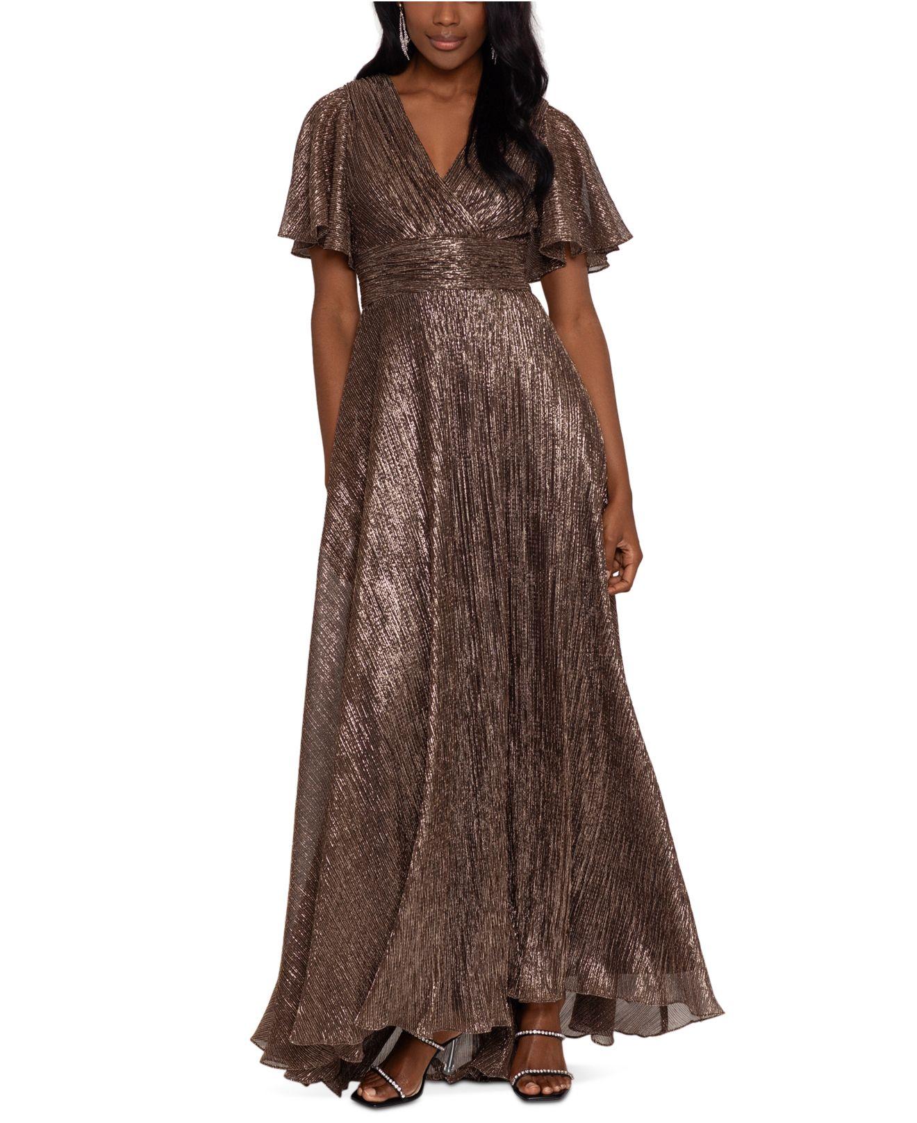 slim fit dress slacks Elegant French swing slip metallic gray silver sleeveless flowy dress