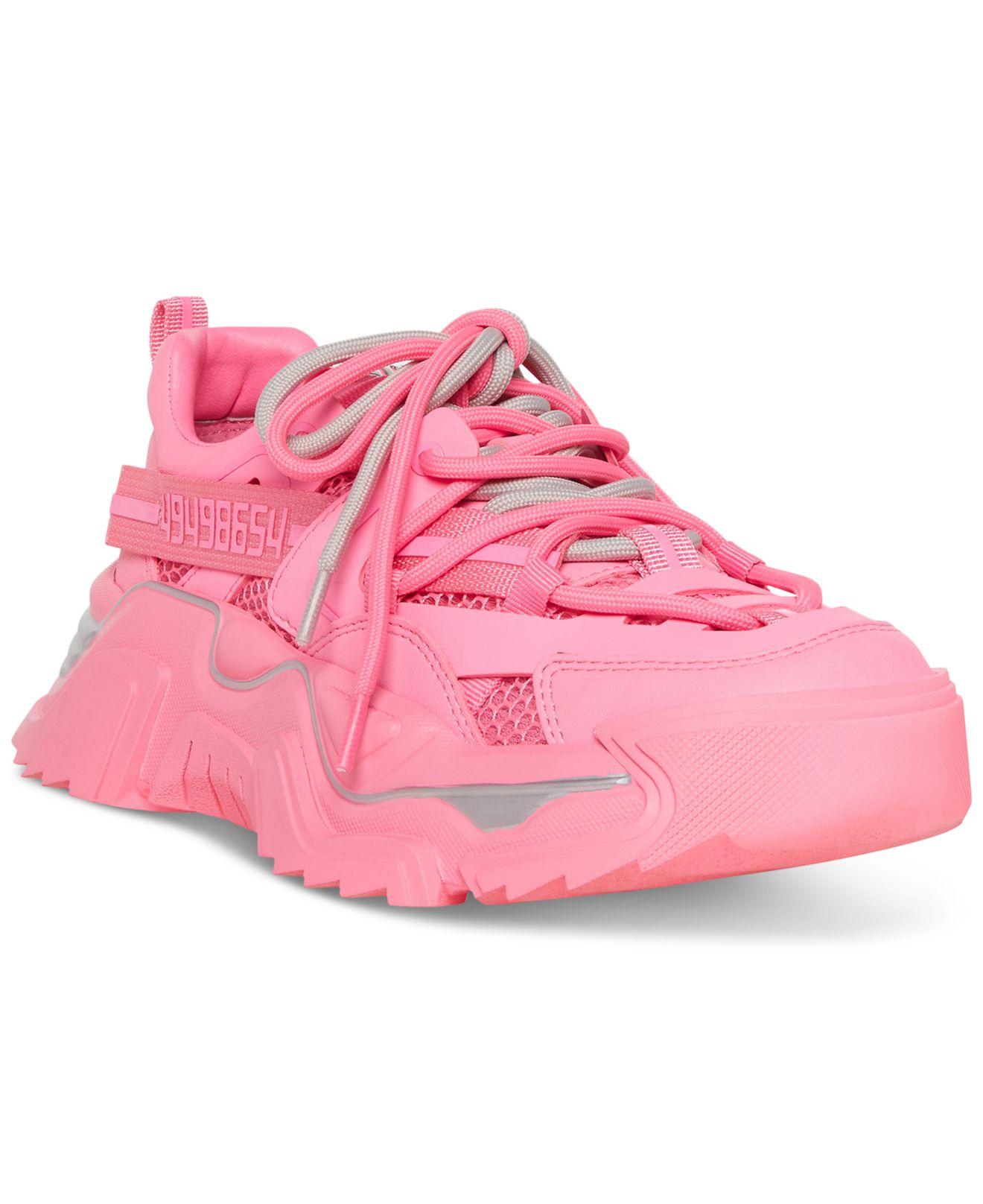 Steve Madden Power Chunky Lace-up Running Sneakers in Pink | Lyst