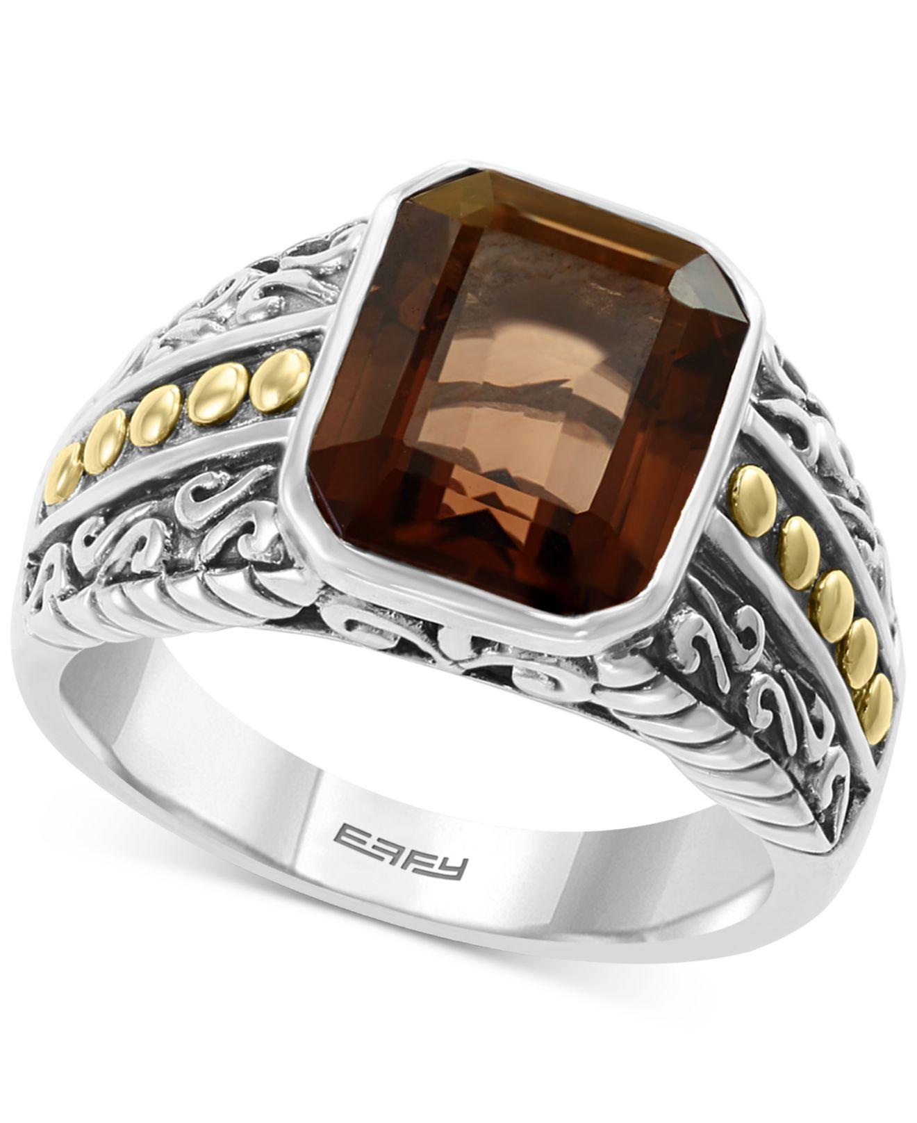 Effy Smoky Quartz Ring (53/8 Ct. T.w.) In Sterling Silver & 18k Gold