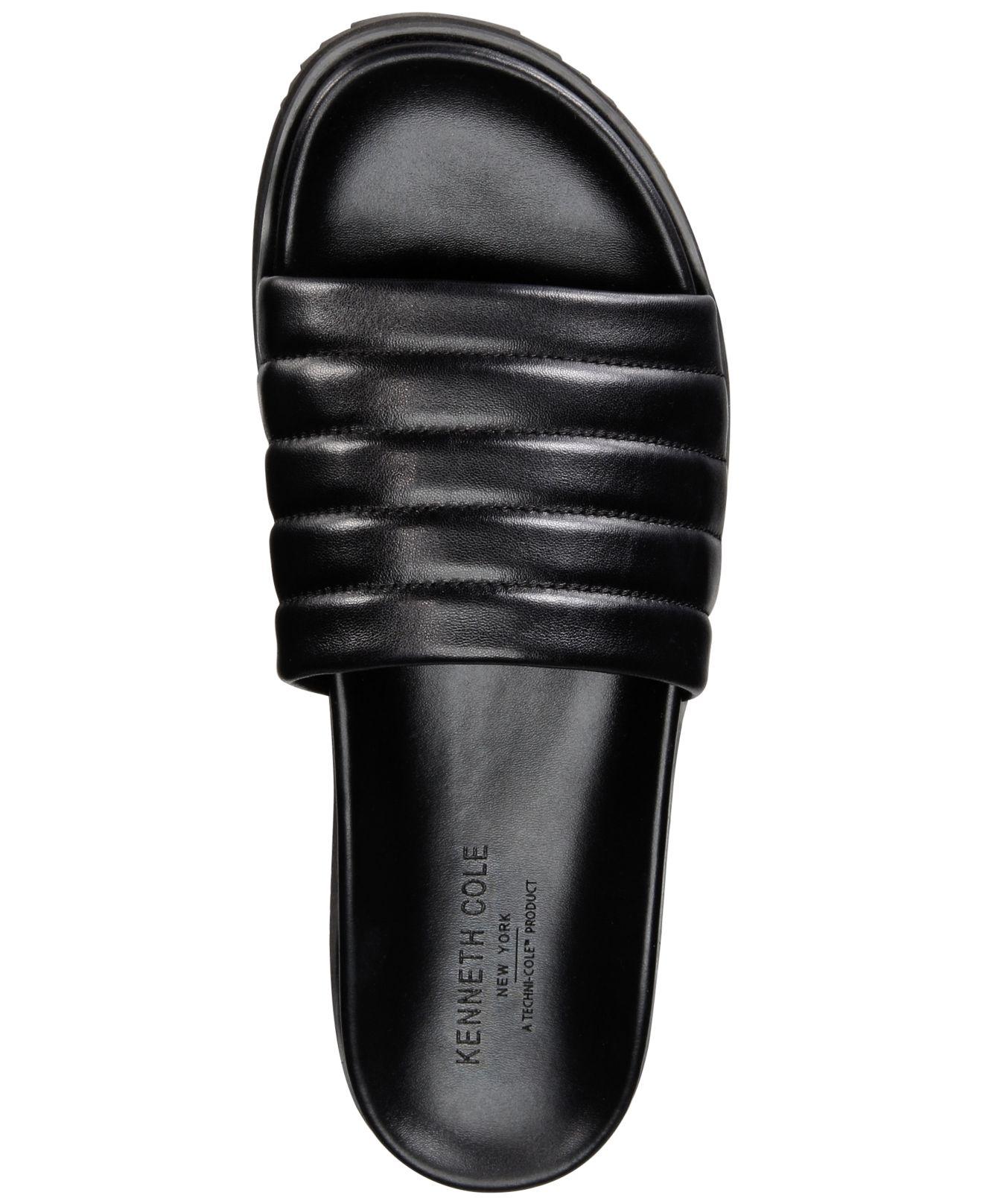 Kenneth Cole Story Quilted Leather Slide Sandals in Black for Men - Lyst