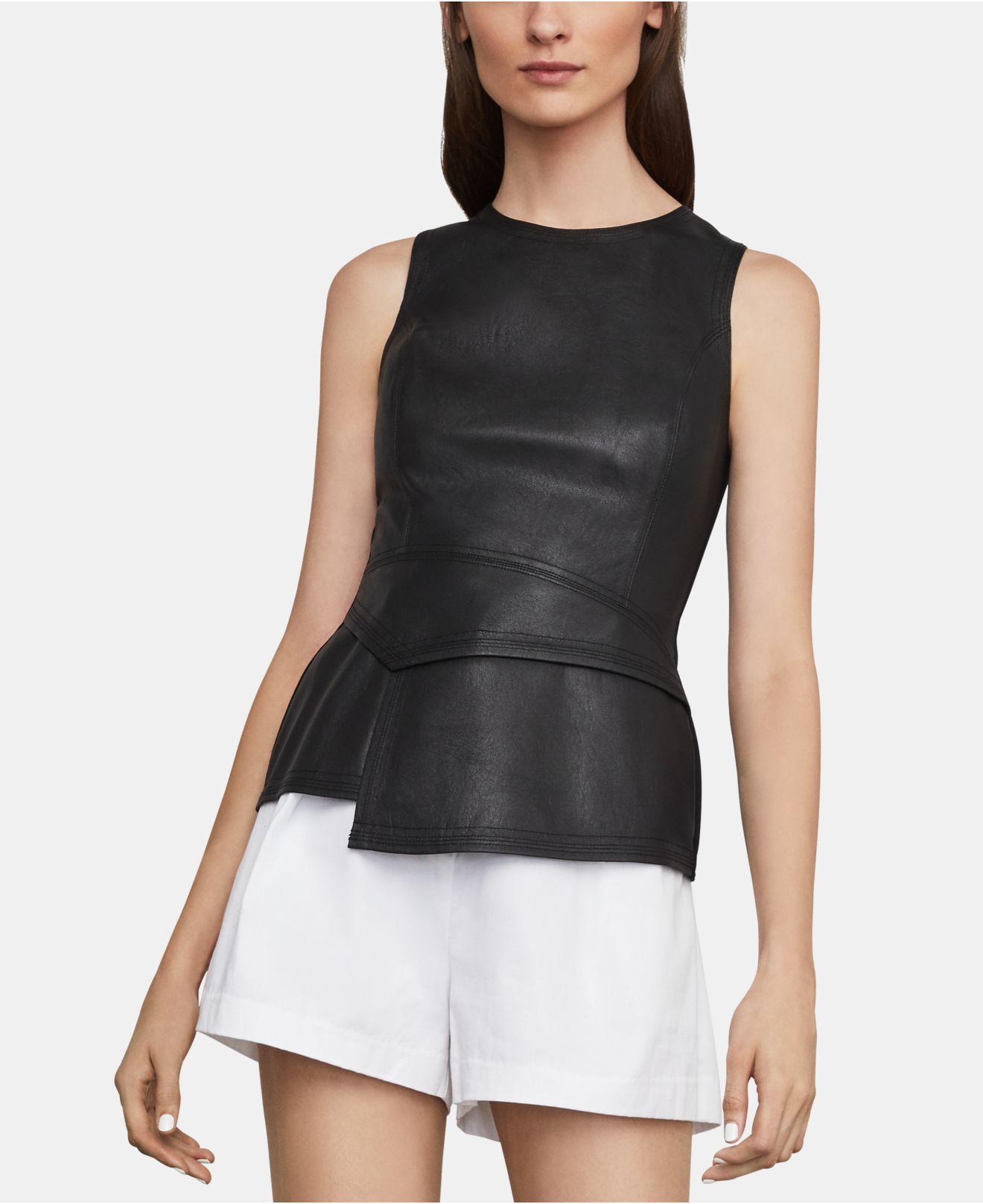 tori faux leather peplum top