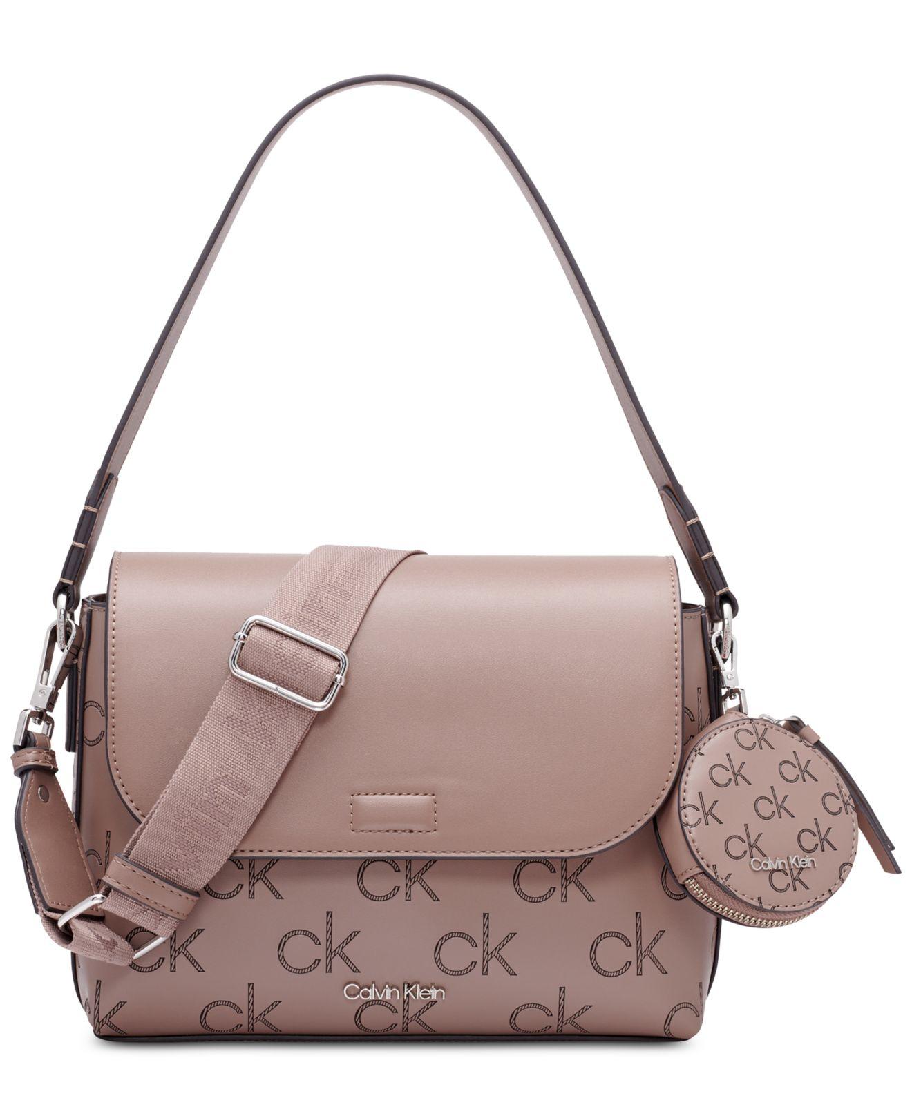 Calvin Klein Millie Signature Embossed Convertible Shoulder Bag With Coin  Pouch in Pink | Lyst