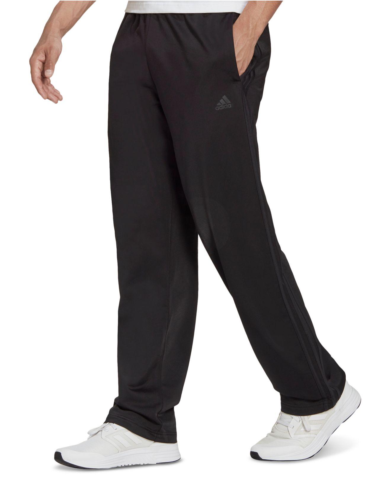 adidas Primegreen Essentials Warm-up Open Hem 3-stripes Track Pants in  Black for Men | Lyst