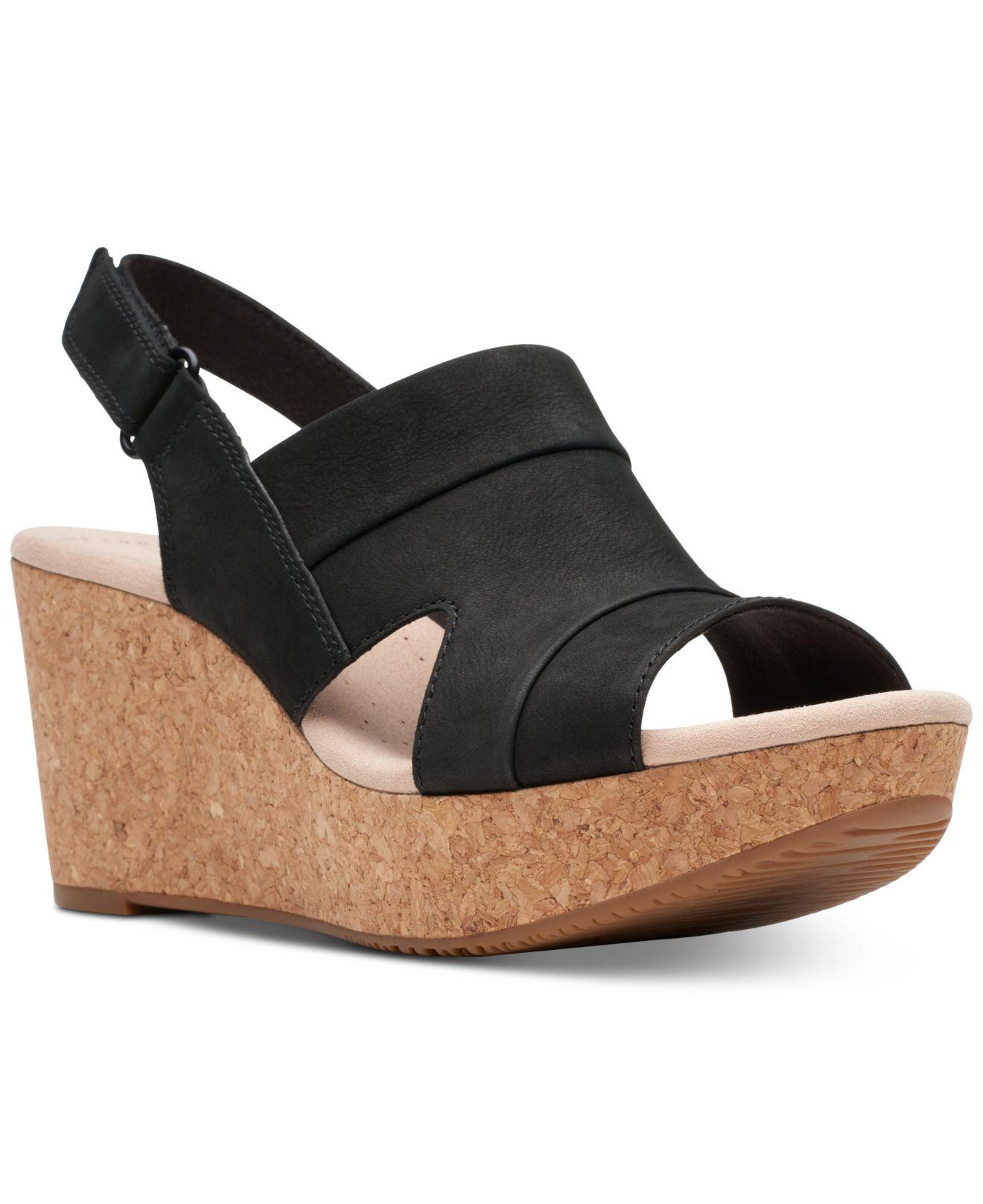 clarks leather comfort wedge sandals