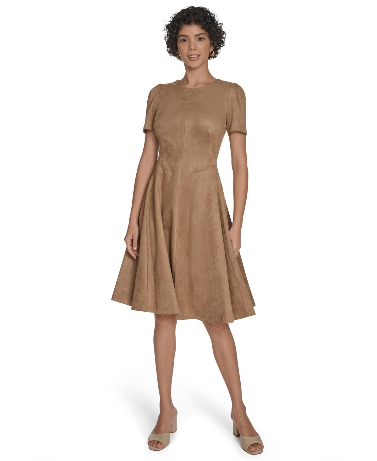 Calvin Klein Macys Flare Dresses Calvin Klein Embroidered Fit And