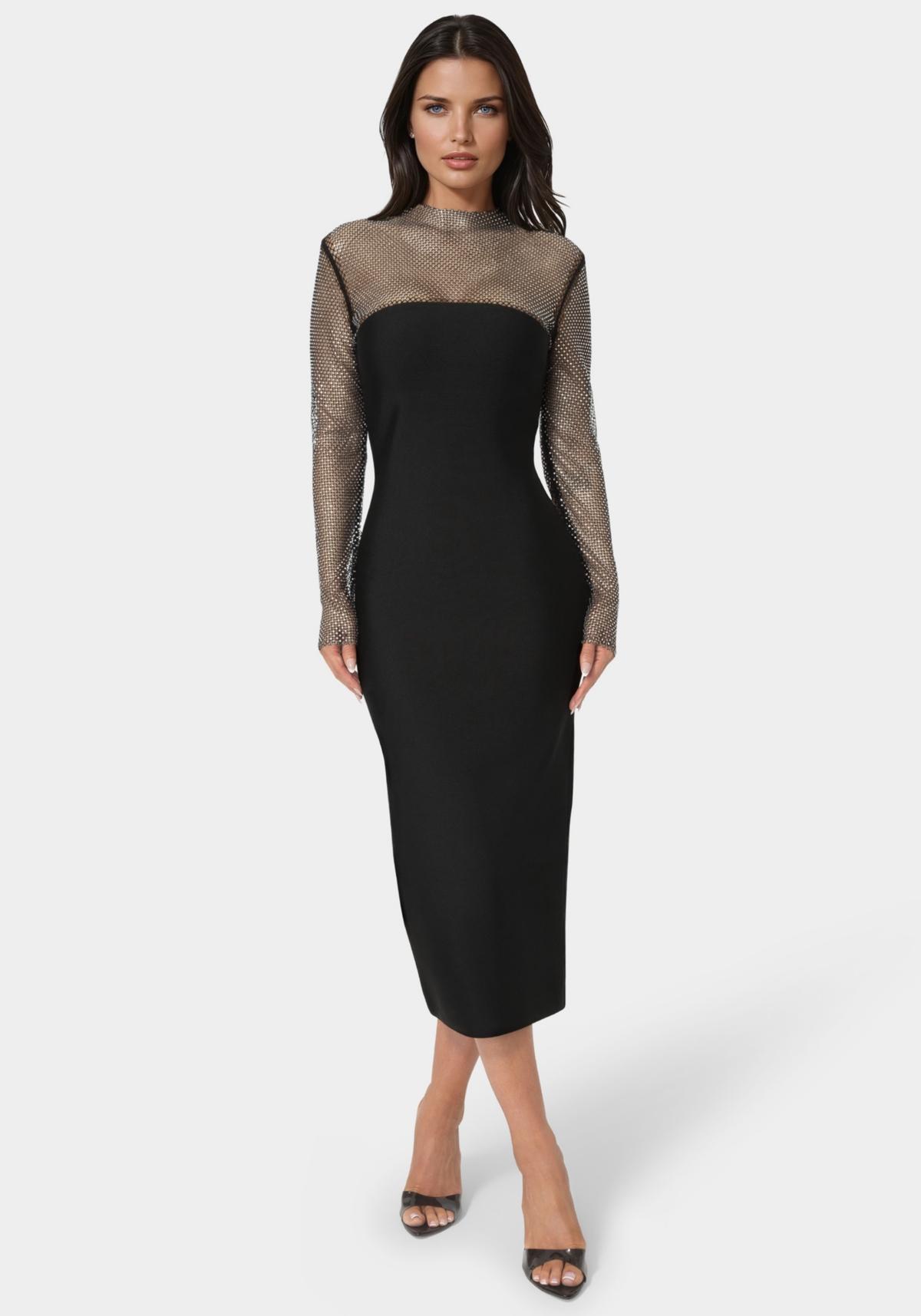 knee length dresses for ladies Sweetheart Fit & Flare Midi Dress – bebe main image 0