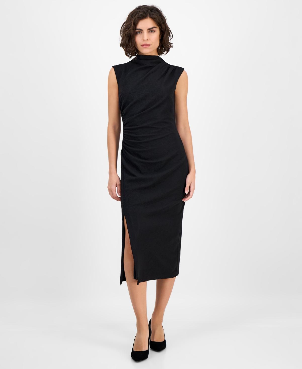anne klein dress black Plus Size Wrap Dress in Black