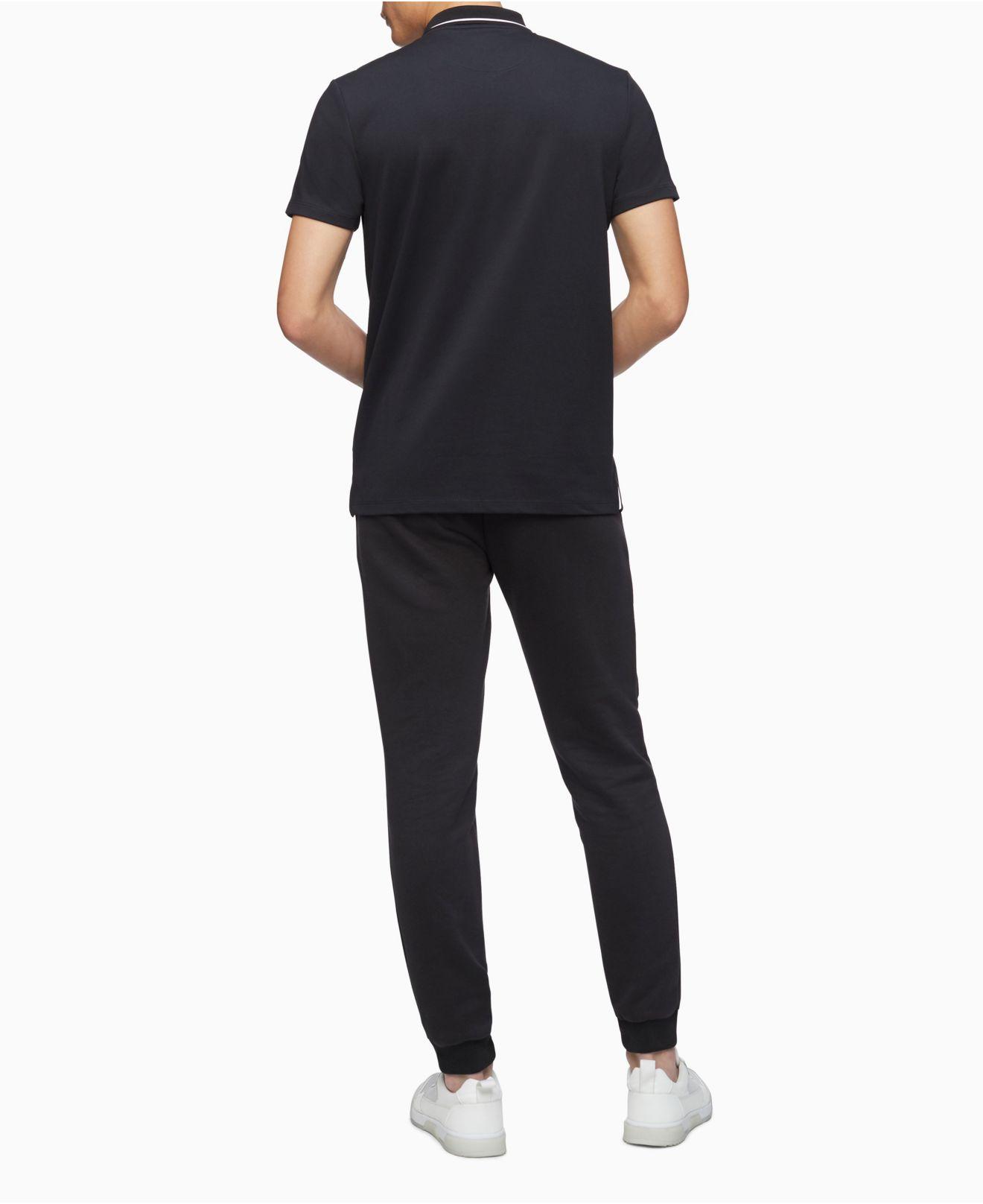 Calvin Klein Move 365 Zip Polo Shirt in Black for Men | Lyst
