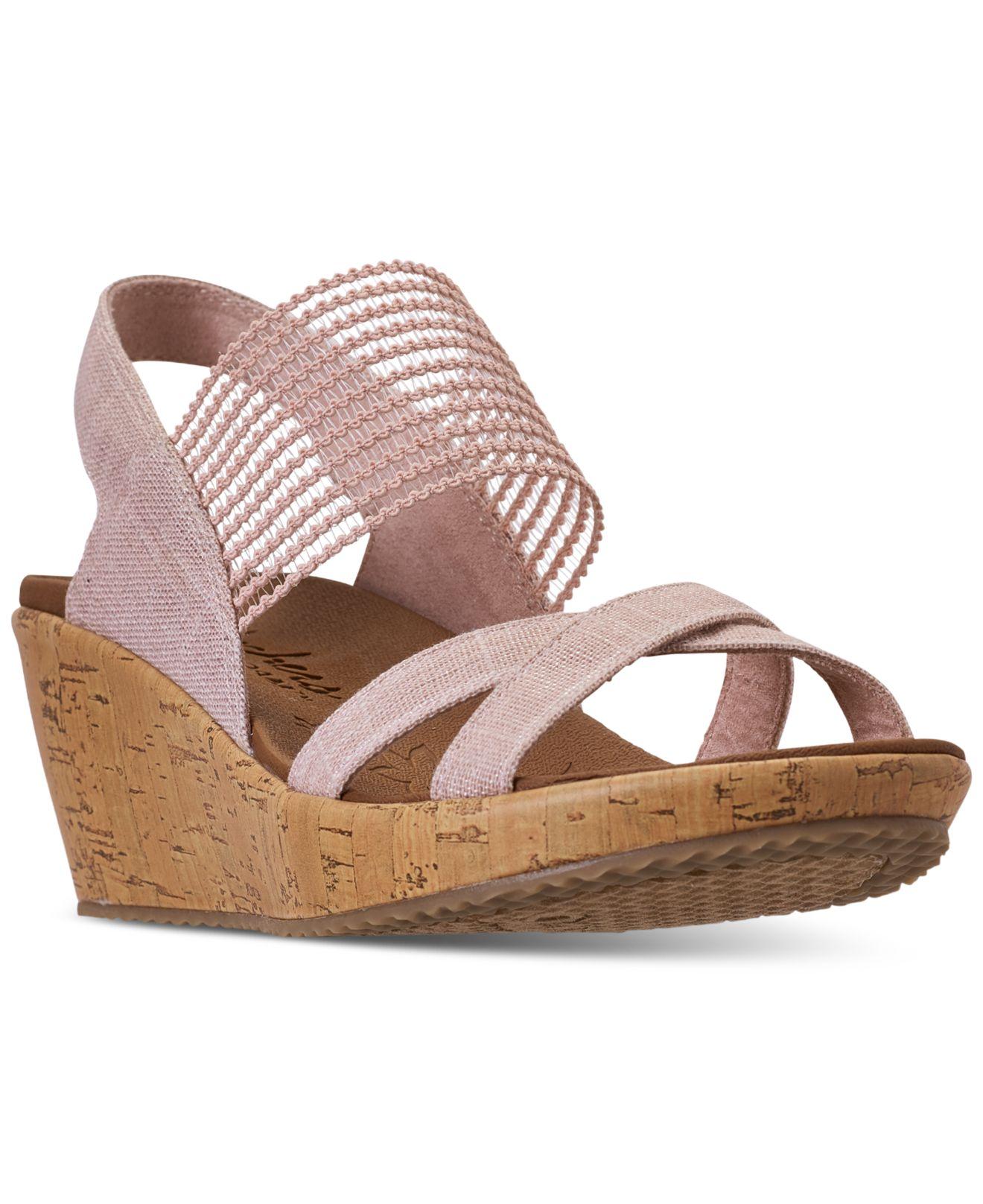 Skechers , Beverlee High Tea Wedge Sandals in Pink | Lyst