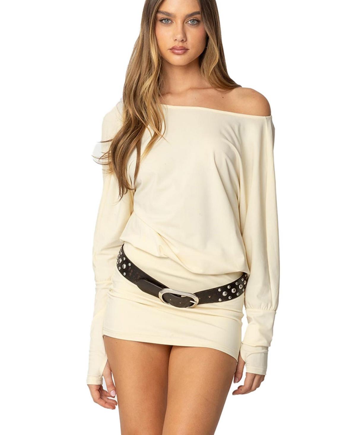 Edikted Venice Open Back Mini Dress in Natural | Lyst