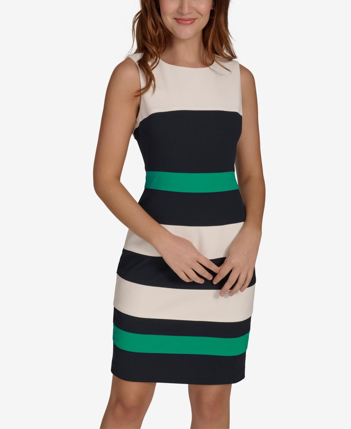 Tommy Hilfiger Colorblock Sheath Dress in Green