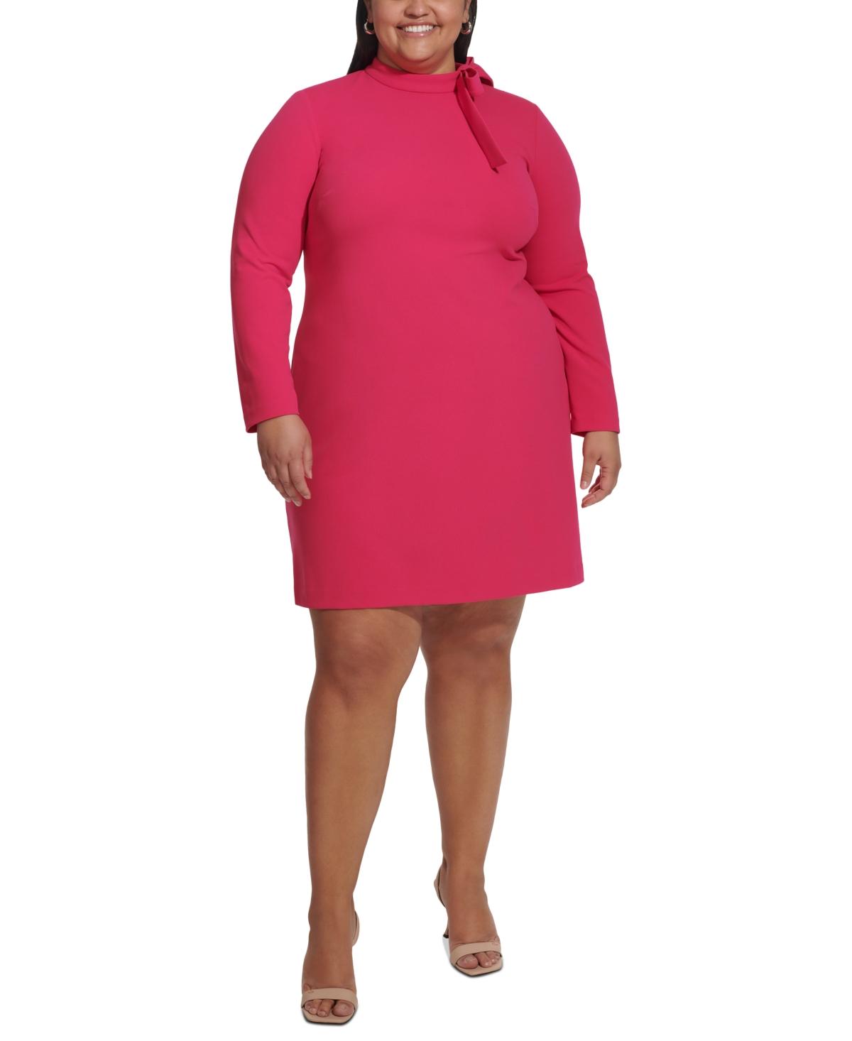 Calvin Klein Plus Size Bow neck Long sleeve Swing Dress in Red Lyst