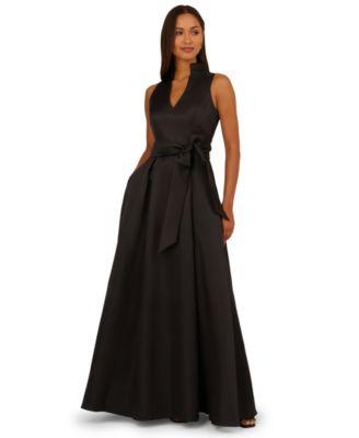 Adrianna Papell Sleeveless Notch Front Dress in Black | Lyst