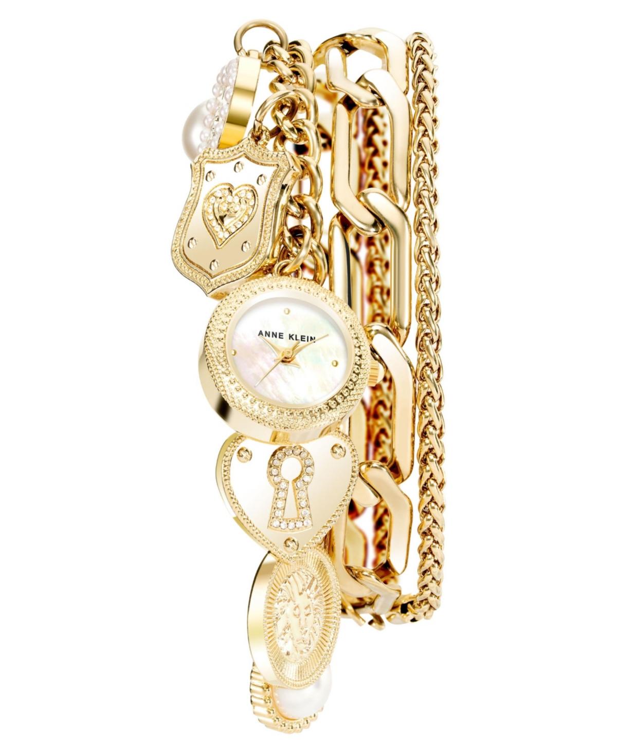 Anne Klein Three hand Quartz Alloy Charm Bracelet Watch in Metallic Lyst