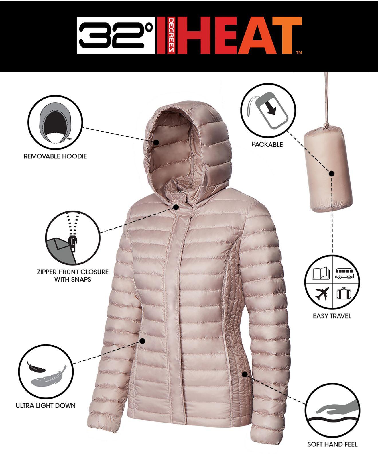 32 degrees packable hooded down puffer coat