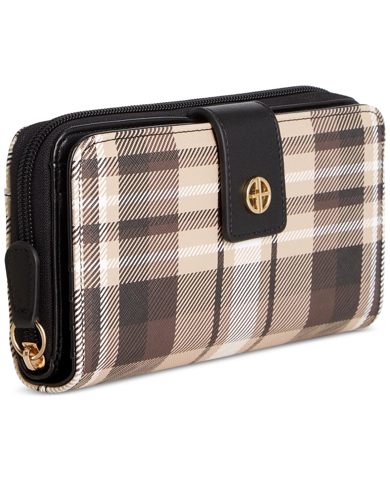 Giani Bernini Vertical Plaid All In One Wallet, Created For Macy's in Brown