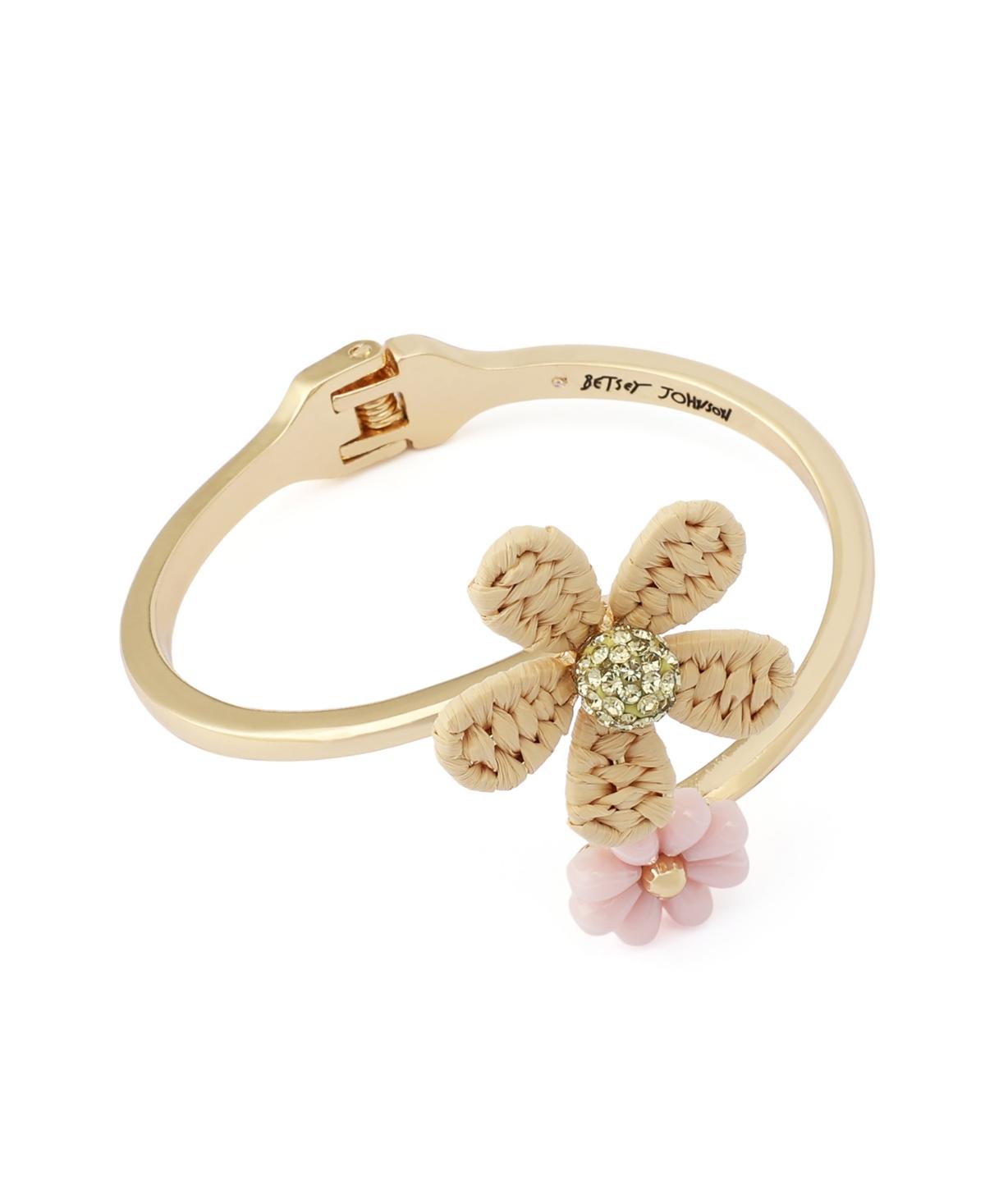 Betsey Johnson Gold and Pink Daisy Hinge Bracelet Betsey Johnson Vintage Rose Pink Crystal Bow Rose Gold  main image 3