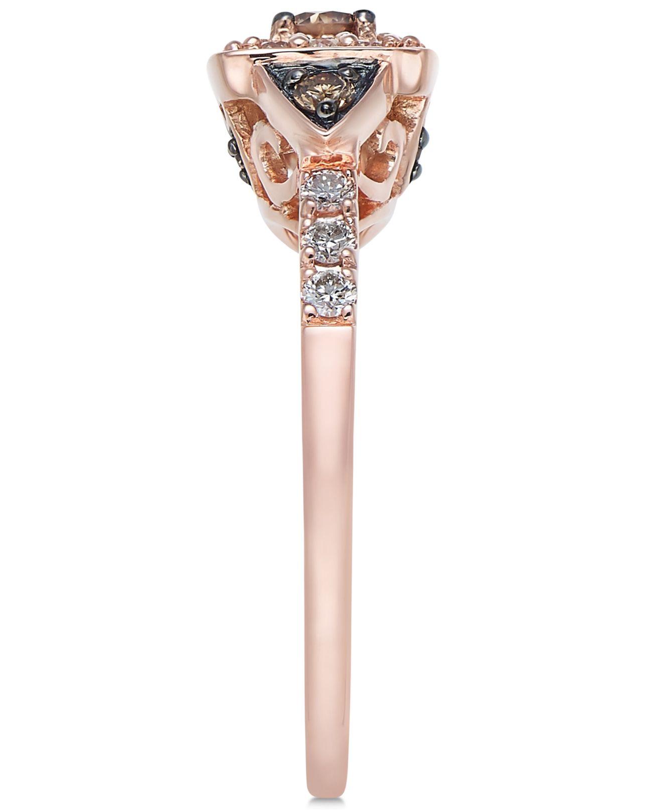 今季も再入荷 ル ヴァン レディース リング アクセサリー Chocolate Diamond ct. Vanilla Double  Halo Ring in 18k White Gold 18K