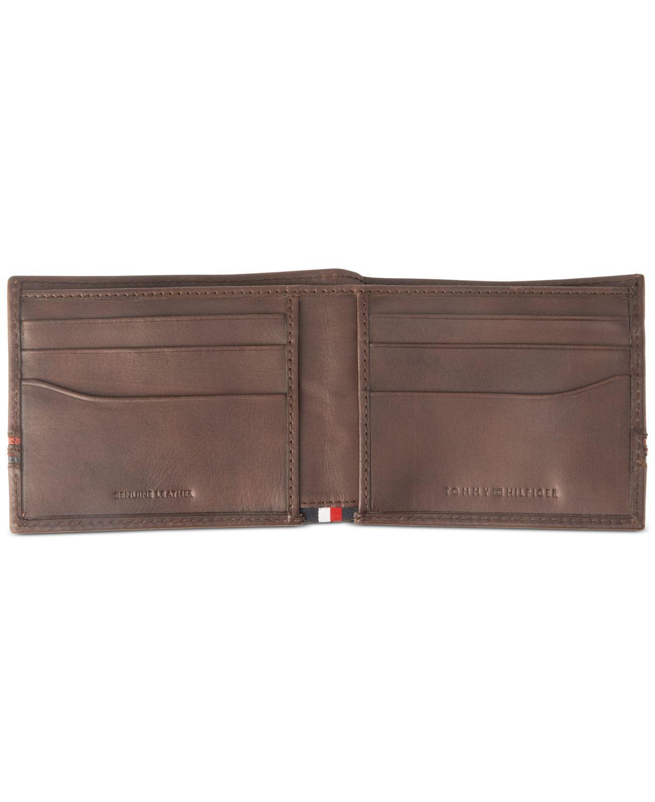 Tommy Hilfiger Leather Rfid Slimfold Wallet in Brown for Men - Lyst