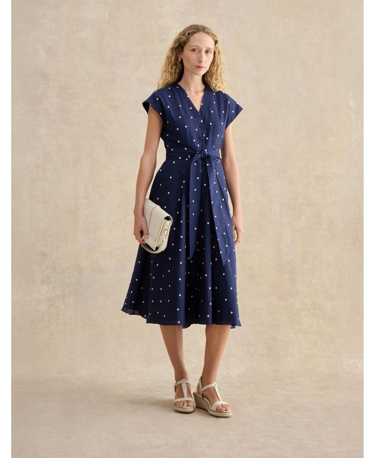 blue dress with black polka dots Sipsie Navy Polka Dots Dress With Ruffles main image 0