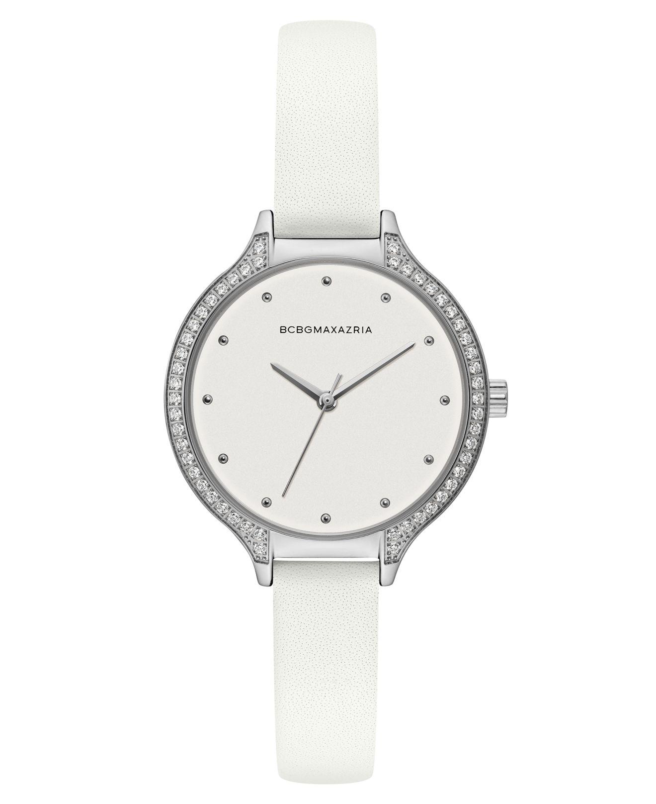 Lyst BCBGMAXAZRIA Ladies White Leather Strap Watch With White Dial
