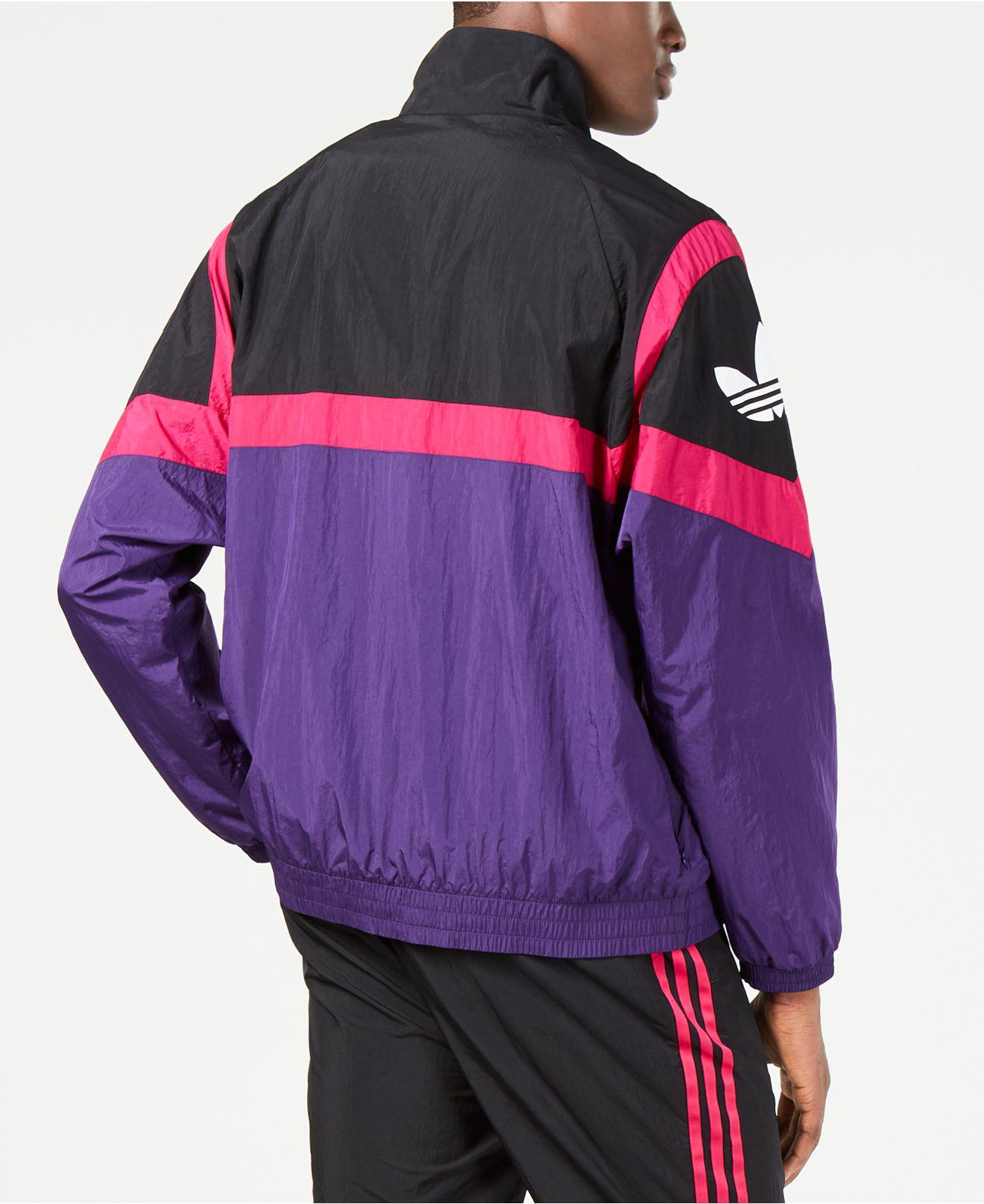 adidas Synthetic Men's Colorblock Woven Track Jacket in Deep 