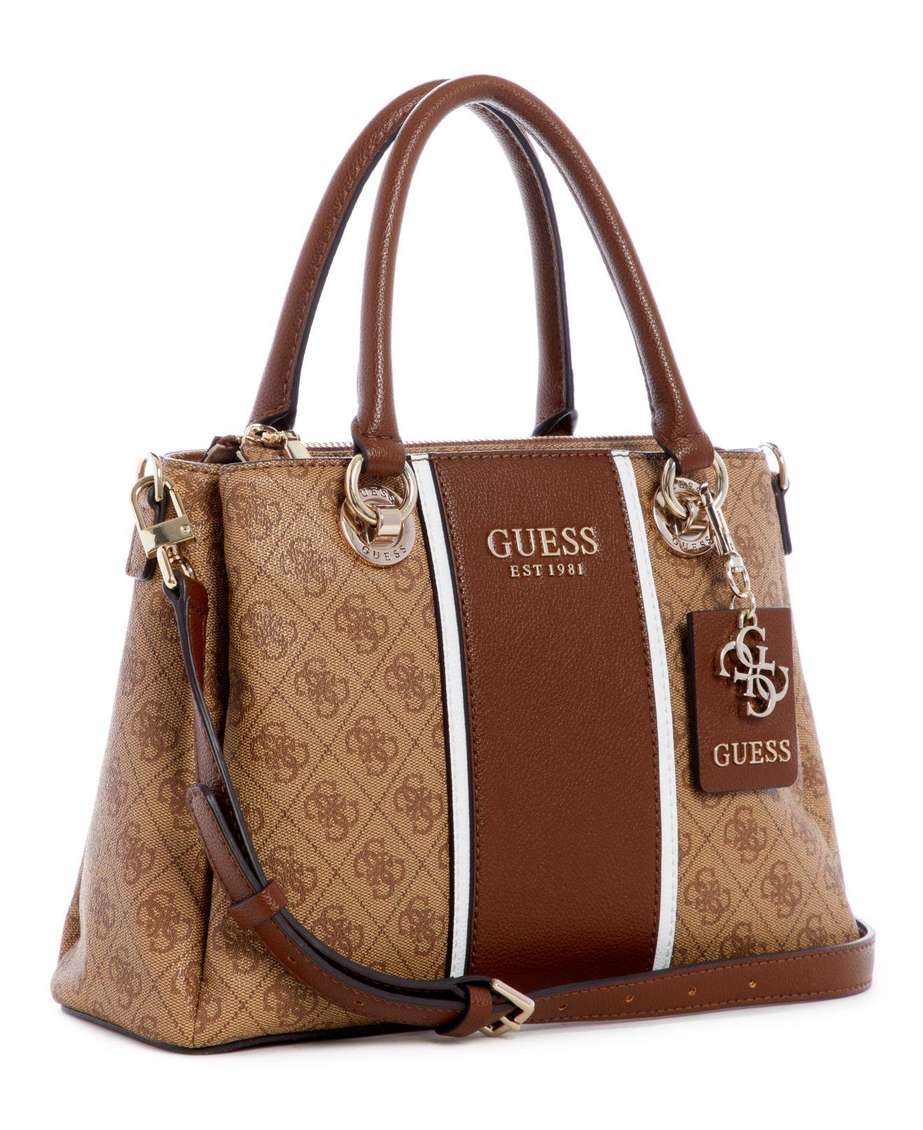 Guess Synthetic Cathleen 3 Compartments Satchel in Brown - Lyst