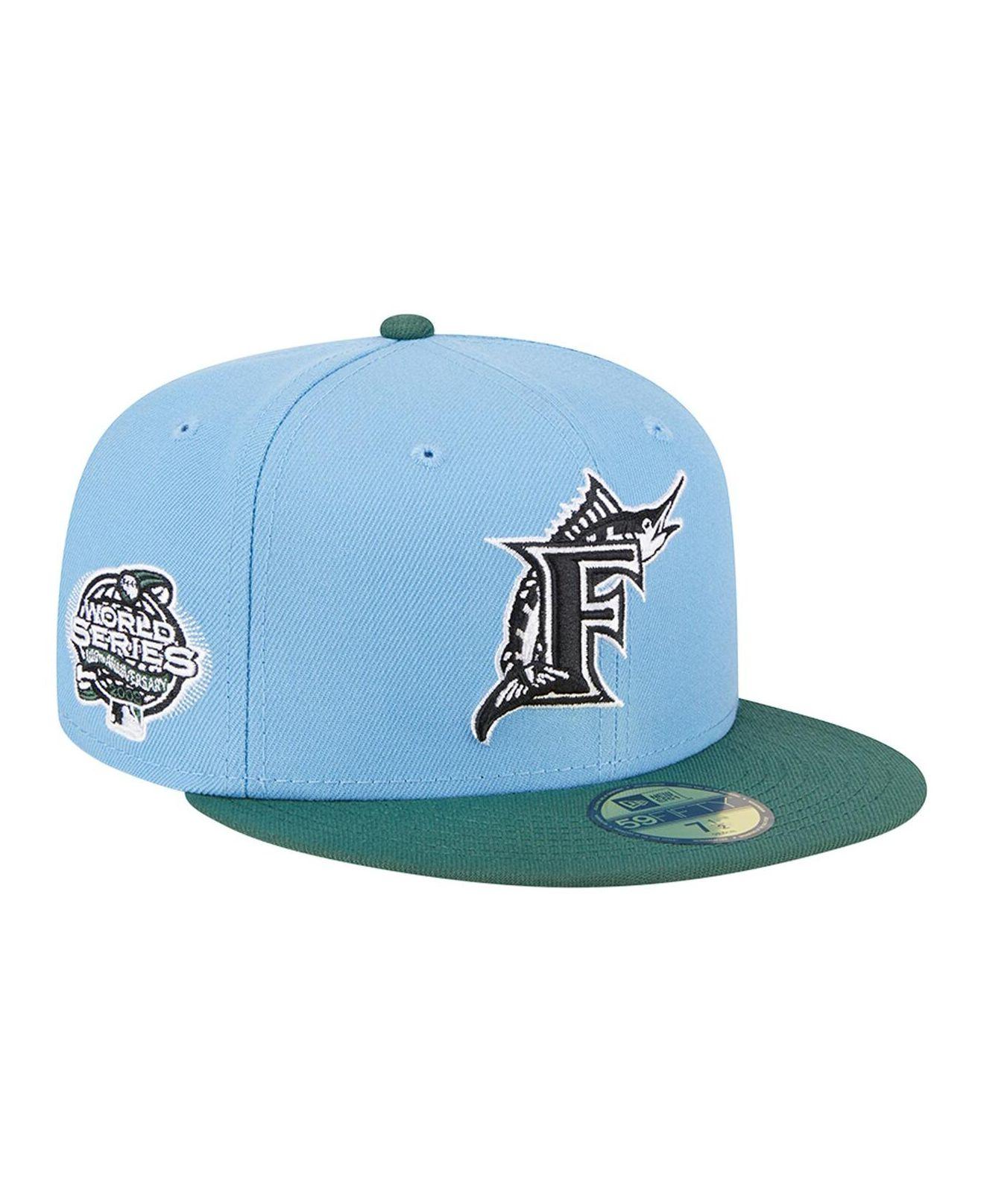 KTZ Olive, Blue Florida Marlins 59fifty Fitted Hat in Green for