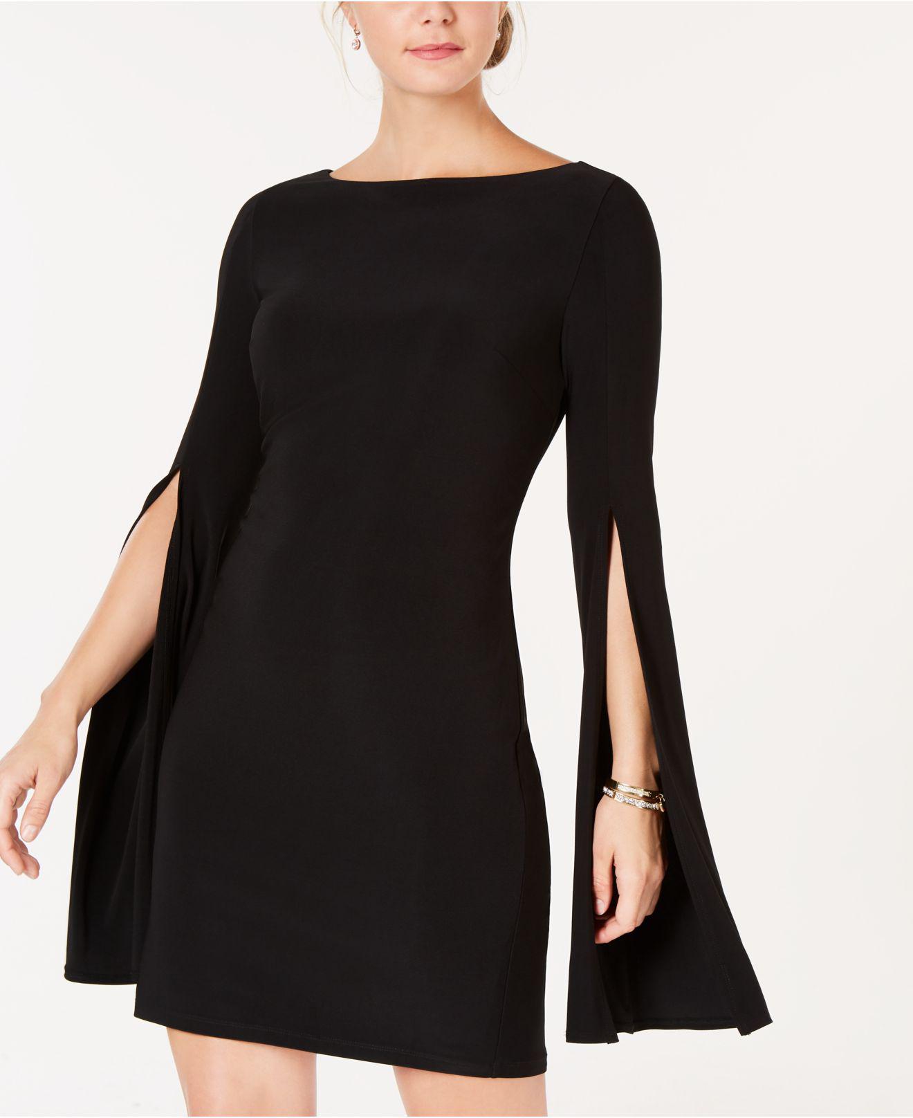 black dress with split sleeves