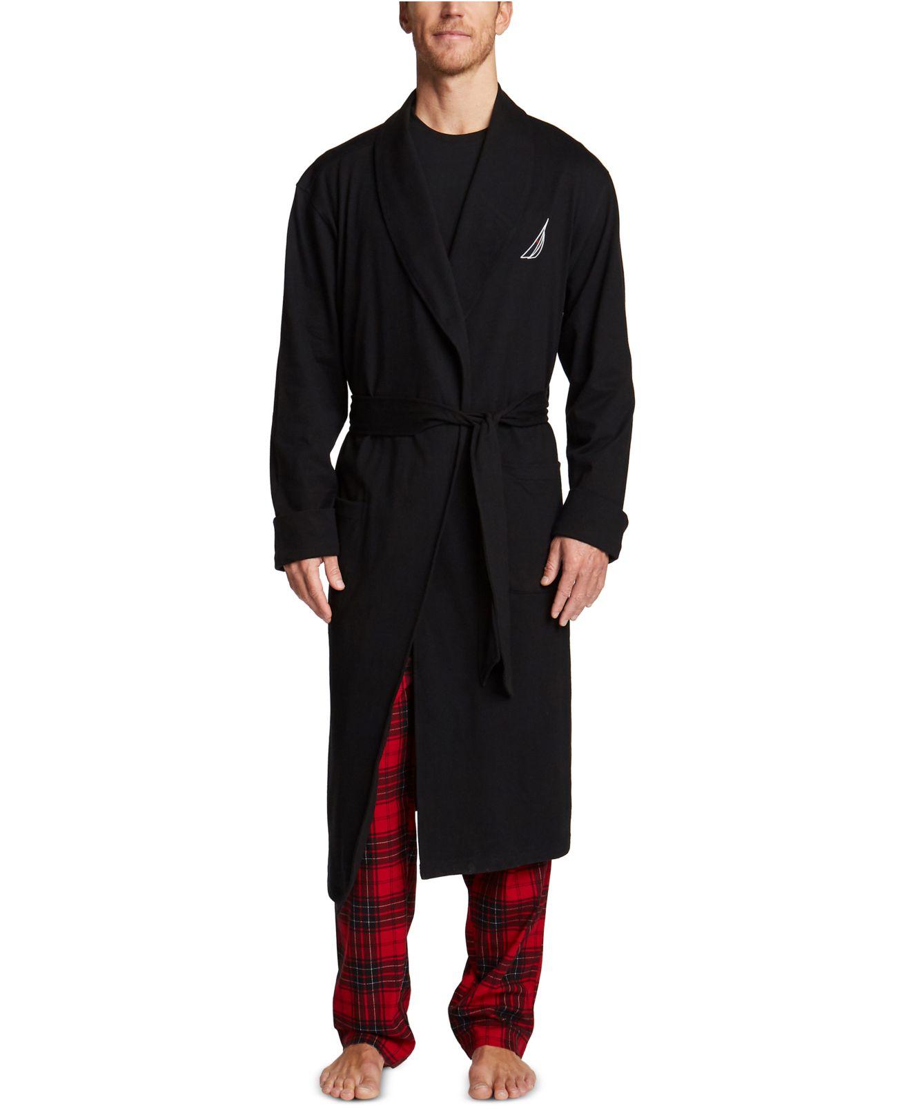 Nautica Cotton Shawlcollar Robe in Black for Men Lyst