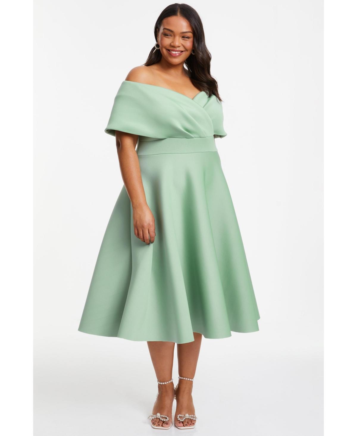Quiz Plus Size Scuba Bardot Skater Midi Dress in Green Lyst