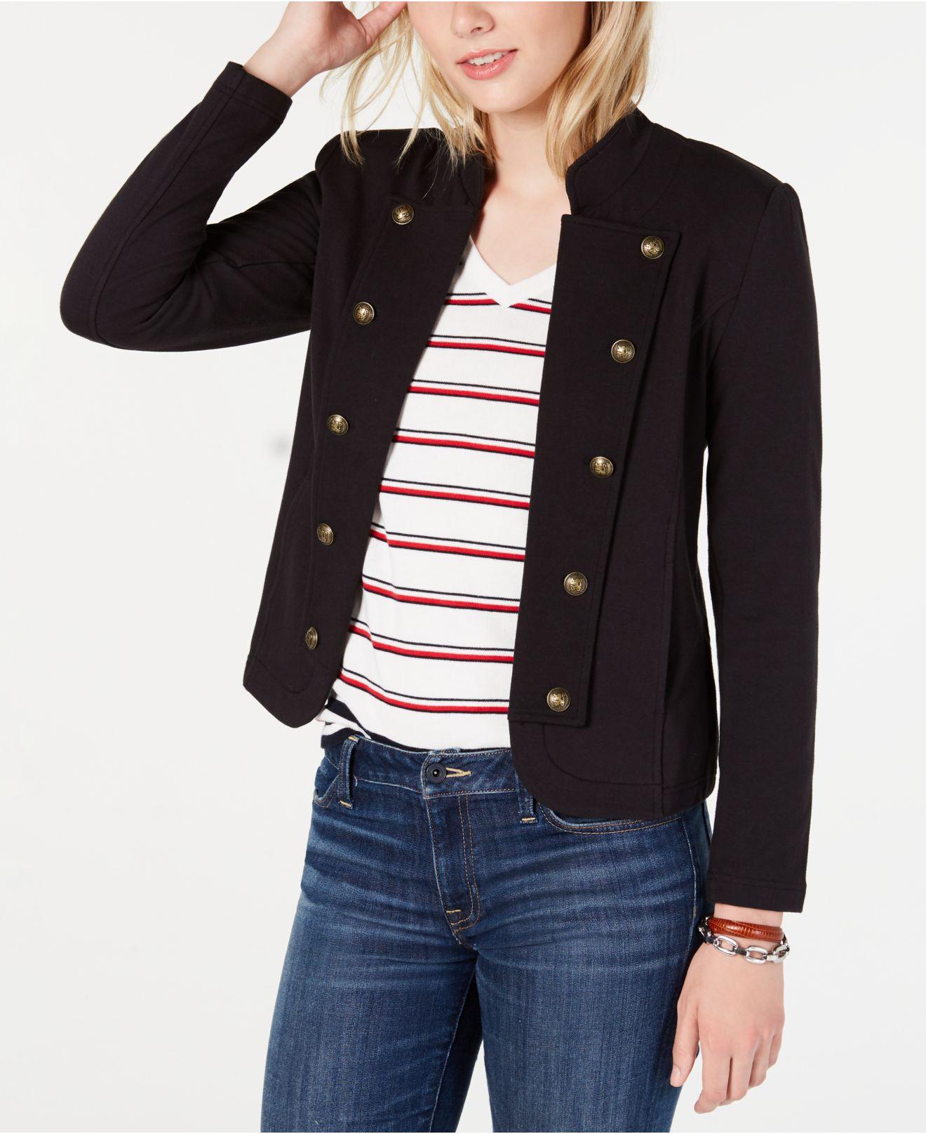 Tommy Hilfiger Cotton Military Band Jacket in Black Lyst