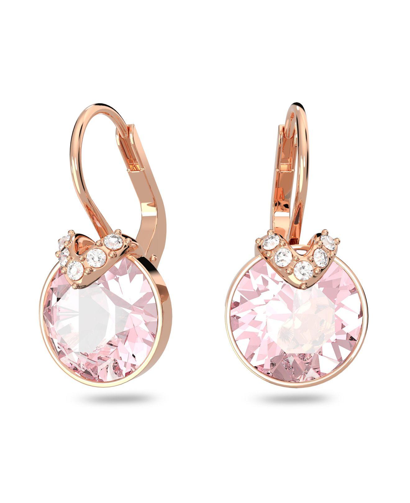 Swarovski Crystal Round Cut Bella V Drop Earrings in Pink | Lyst